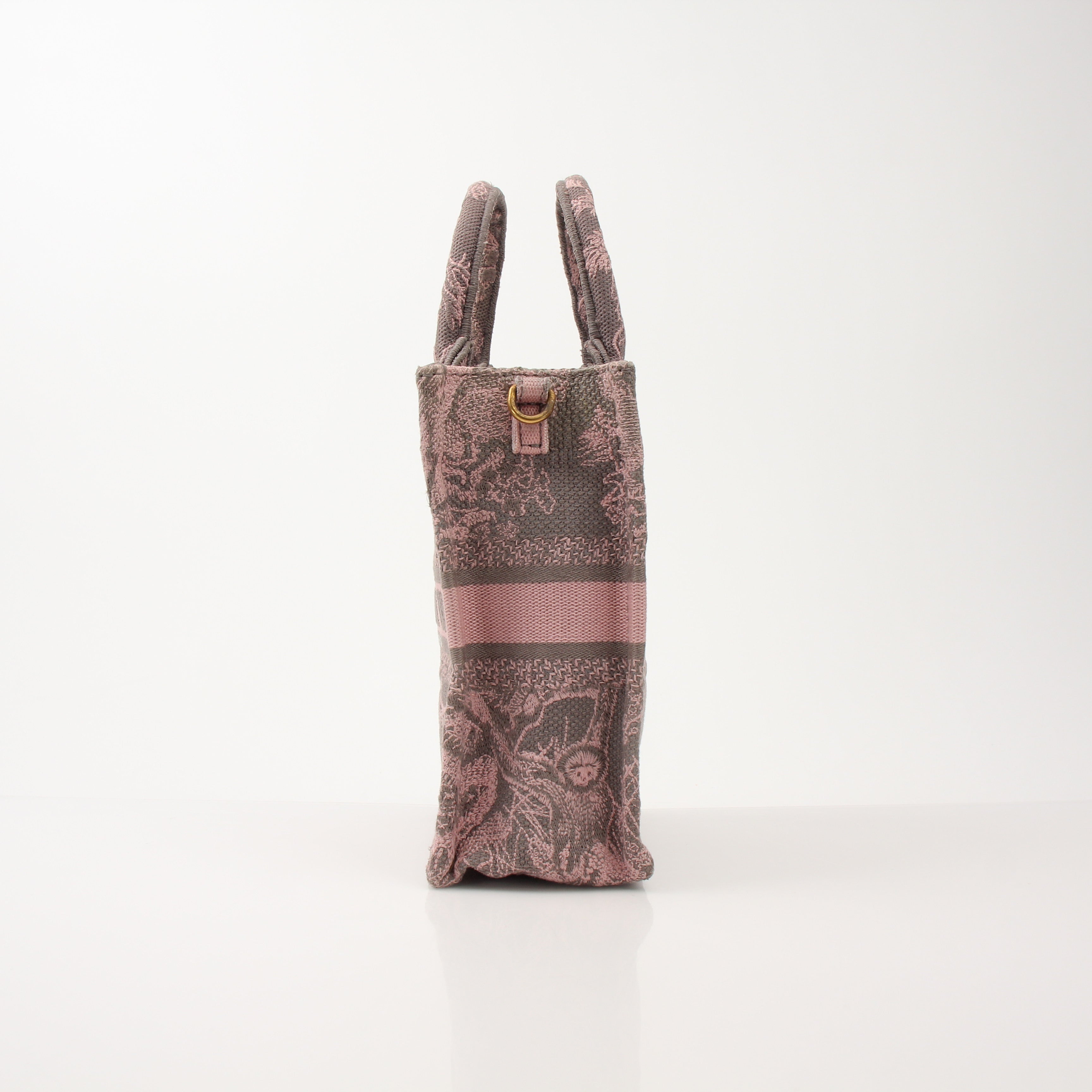 Christian Dior Pink & Gray Toile de Jouy Vertical Tote