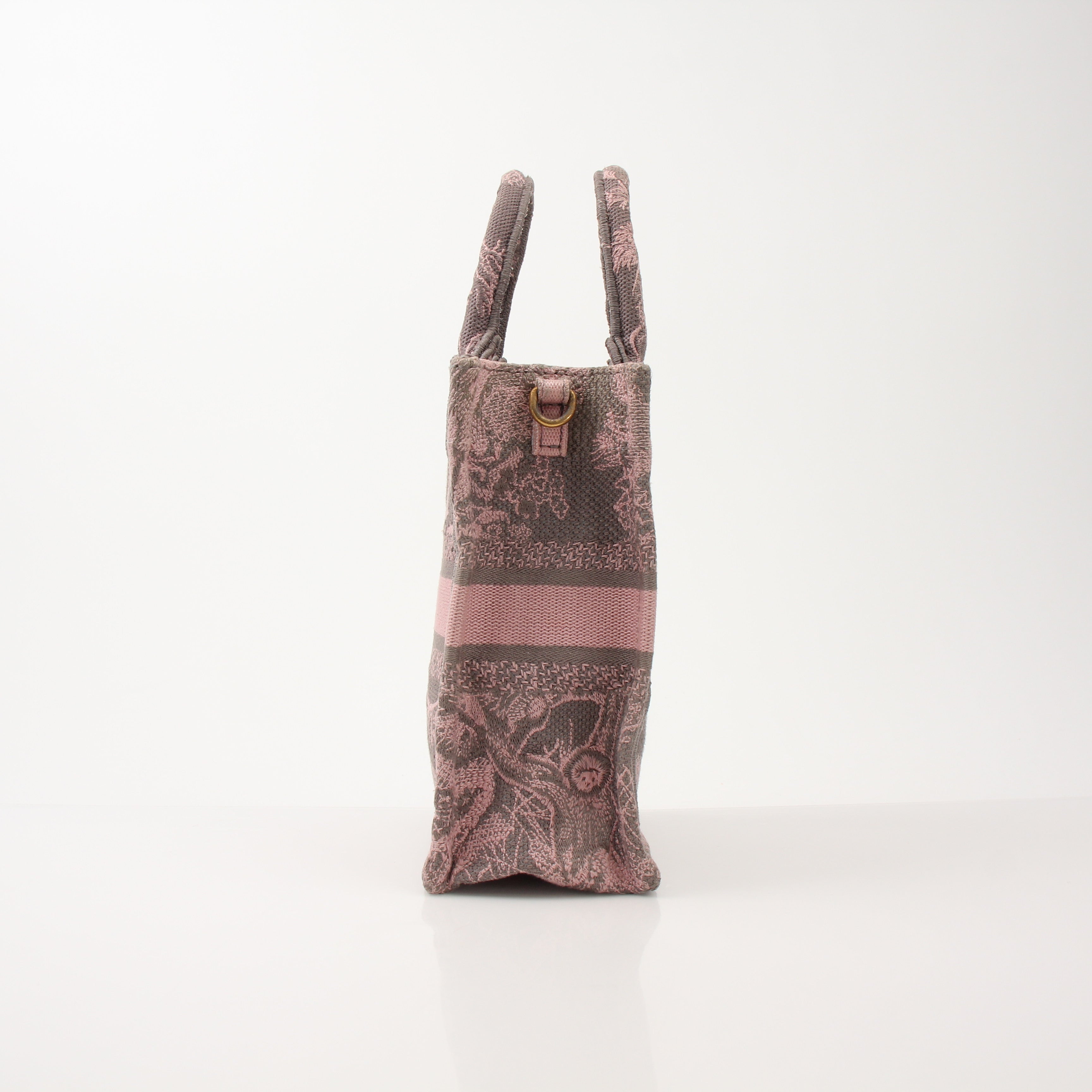Christian Dior Pink & Gray Toile de Jouy Vertical Tote