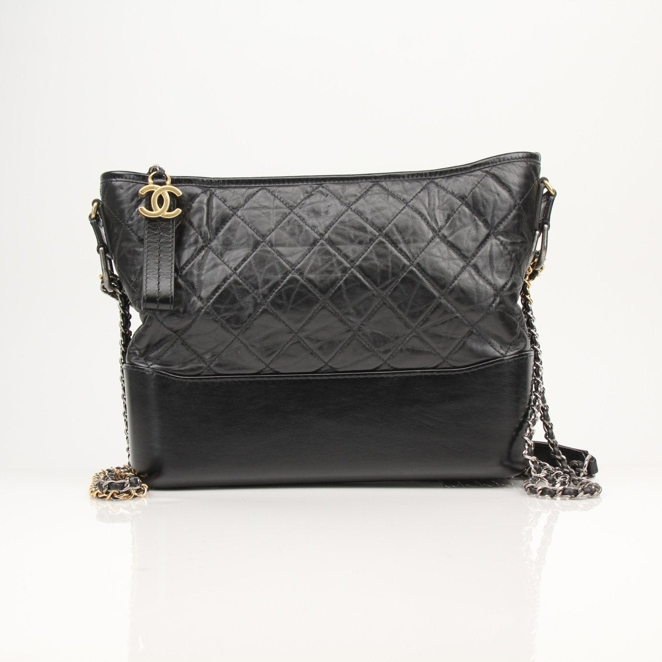 Chanel Gabrielle black hobo handbag by Gold & Beyond, stylish leather shoulder bag with gold-tone hardware and spacious interior.