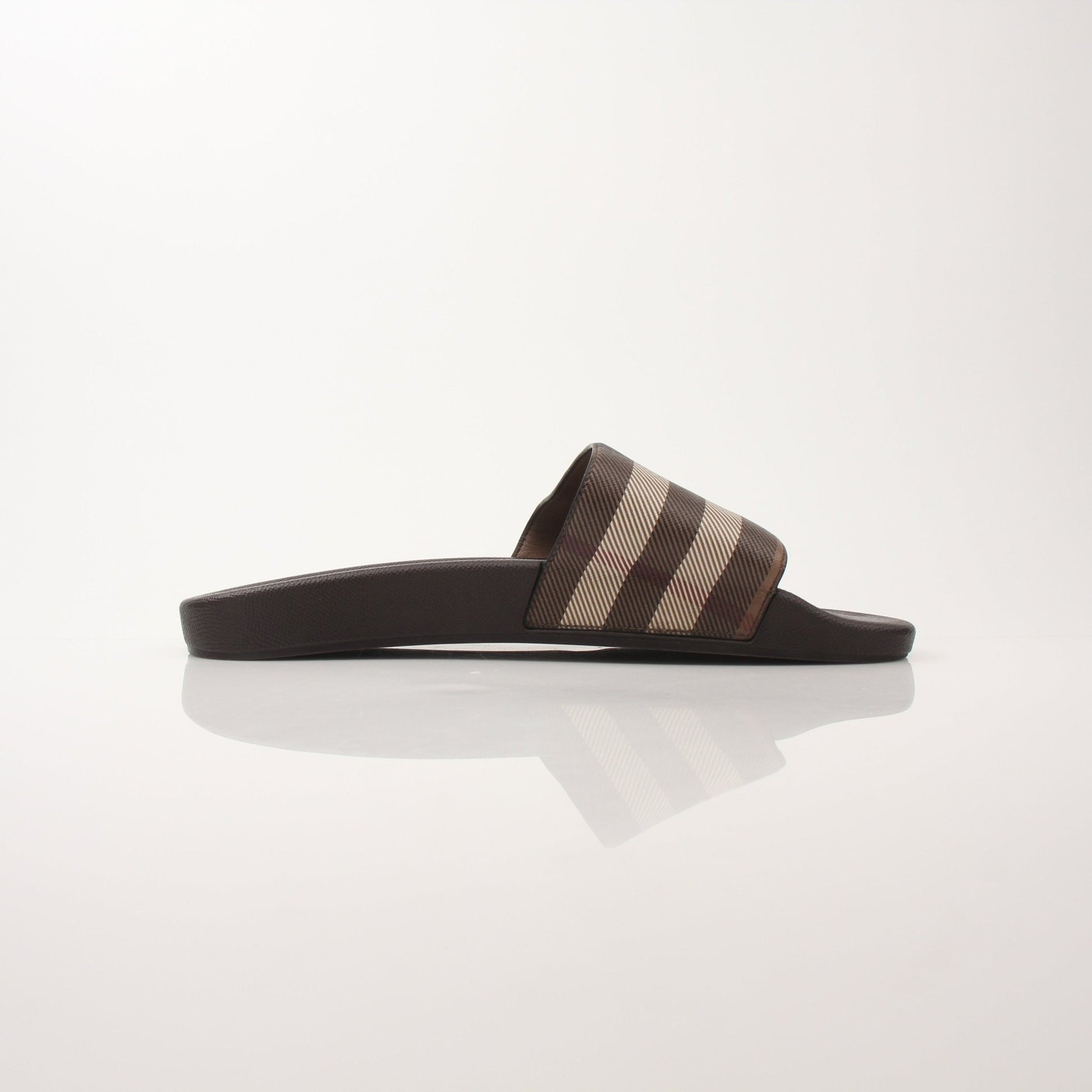 Gold & Beyond men's Furley Check slide sandals with plaid pattern and open-toe design, casual shoes for warm weather.