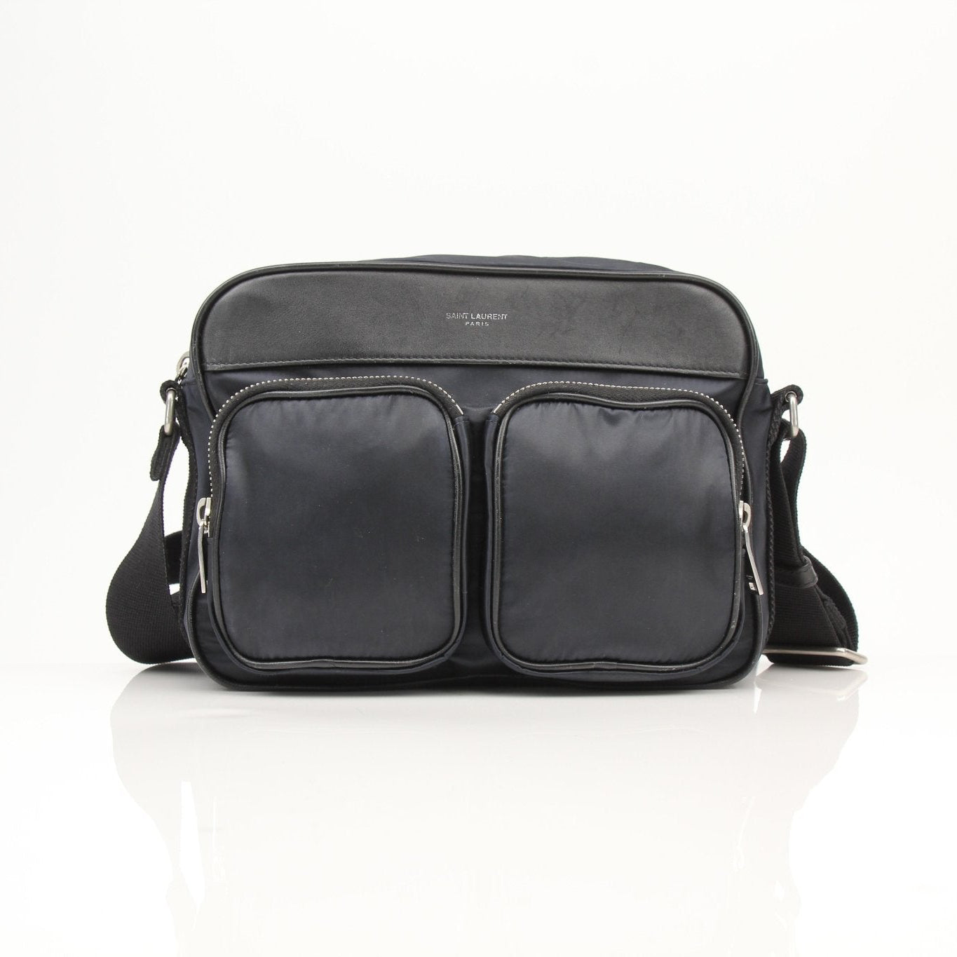 Black leather YSL shoulder bag from Gold & Beyond, designed for travel with a sleek, stylish look and spacious interior.
