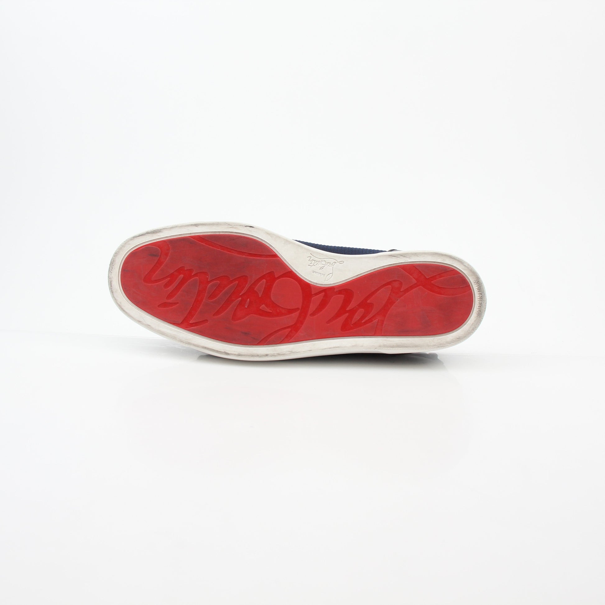 Christian Louboutin Navy Rantulow Orlato low-top sneakers with gold accents, stylish lace-up shoes for casual and fashion-forward wear