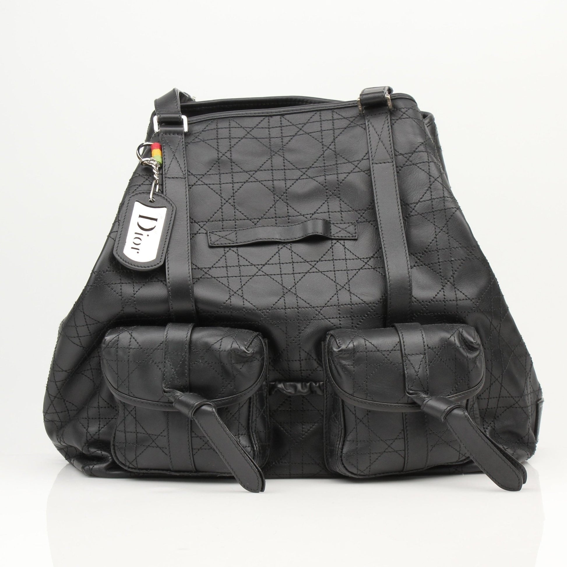 Christian Dior Rasta Cannage Tote travel bag with colorful rasta pattern and structured design, crafted by Gold & Beyond.