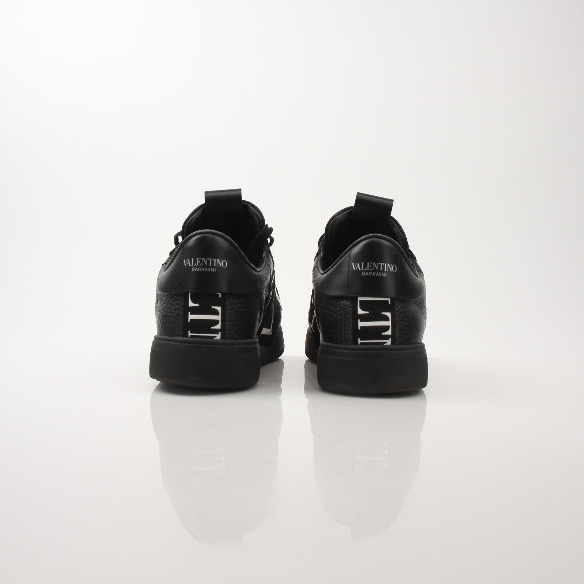 Valentino Garavani VLTN Black Leather Low-Top Sneakers | Gold & Beyond