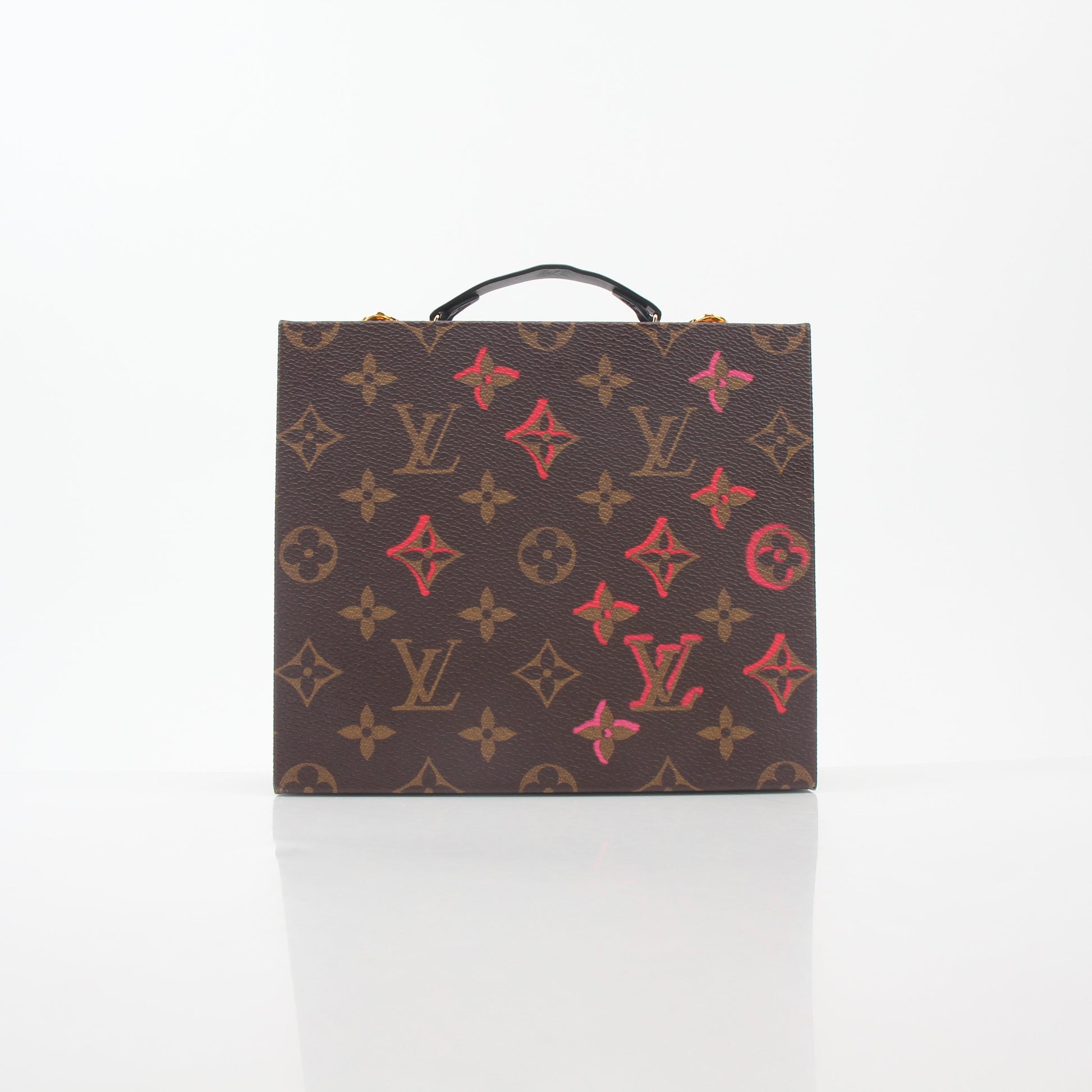 Louis Vuitton Fall in Love Mobile Box Trunk Bag handbag by Gold & Beyond, featuring a compact design with detailed Louis Vuitton branding.