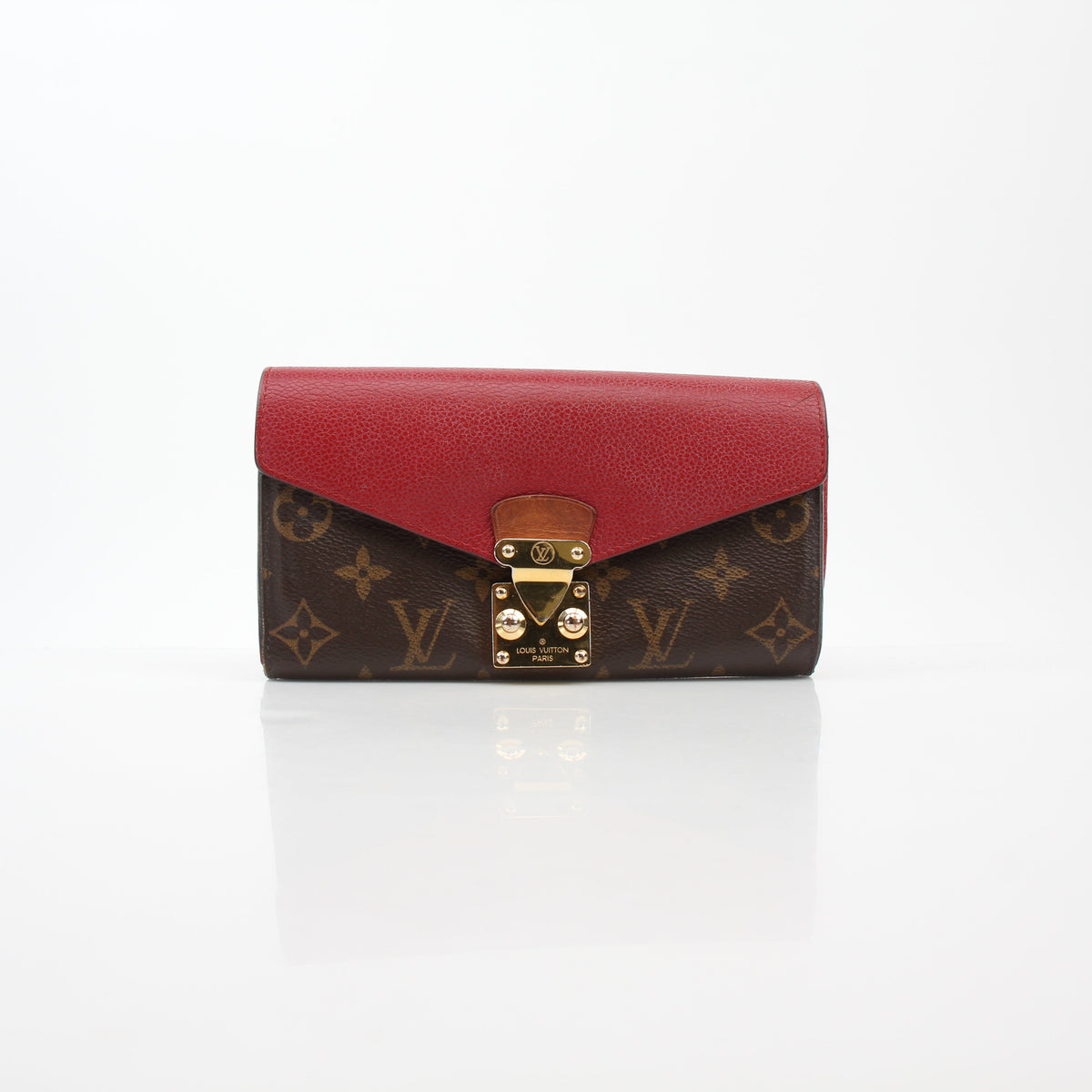 Louis Vuitton Brown Monogram Red Pallas Wallet
