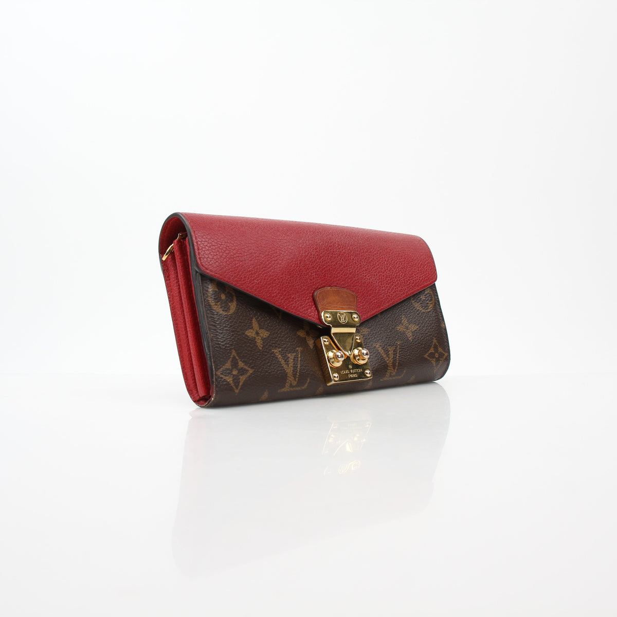 Louis Vuitton Brown Monogram Red Pallas Wallet