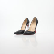 Christian Louboutin So Kate 120 Nappa Leather black heels with pointed toe and stiletto heel, displayed on a neutral background.