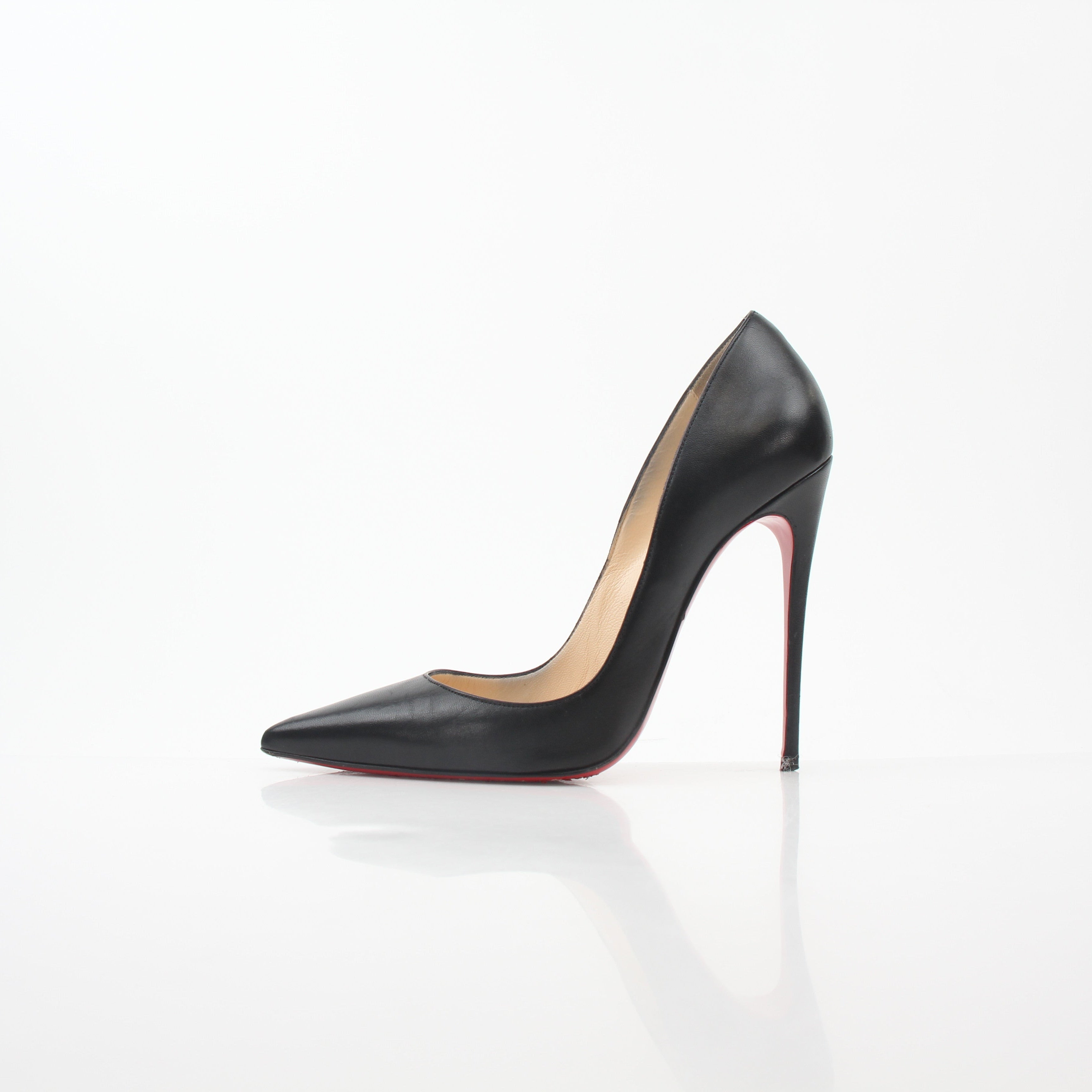 Black Christian Louboutin So Kate 120 Nappa leather heels with pointed toes and sleek stiletto design.