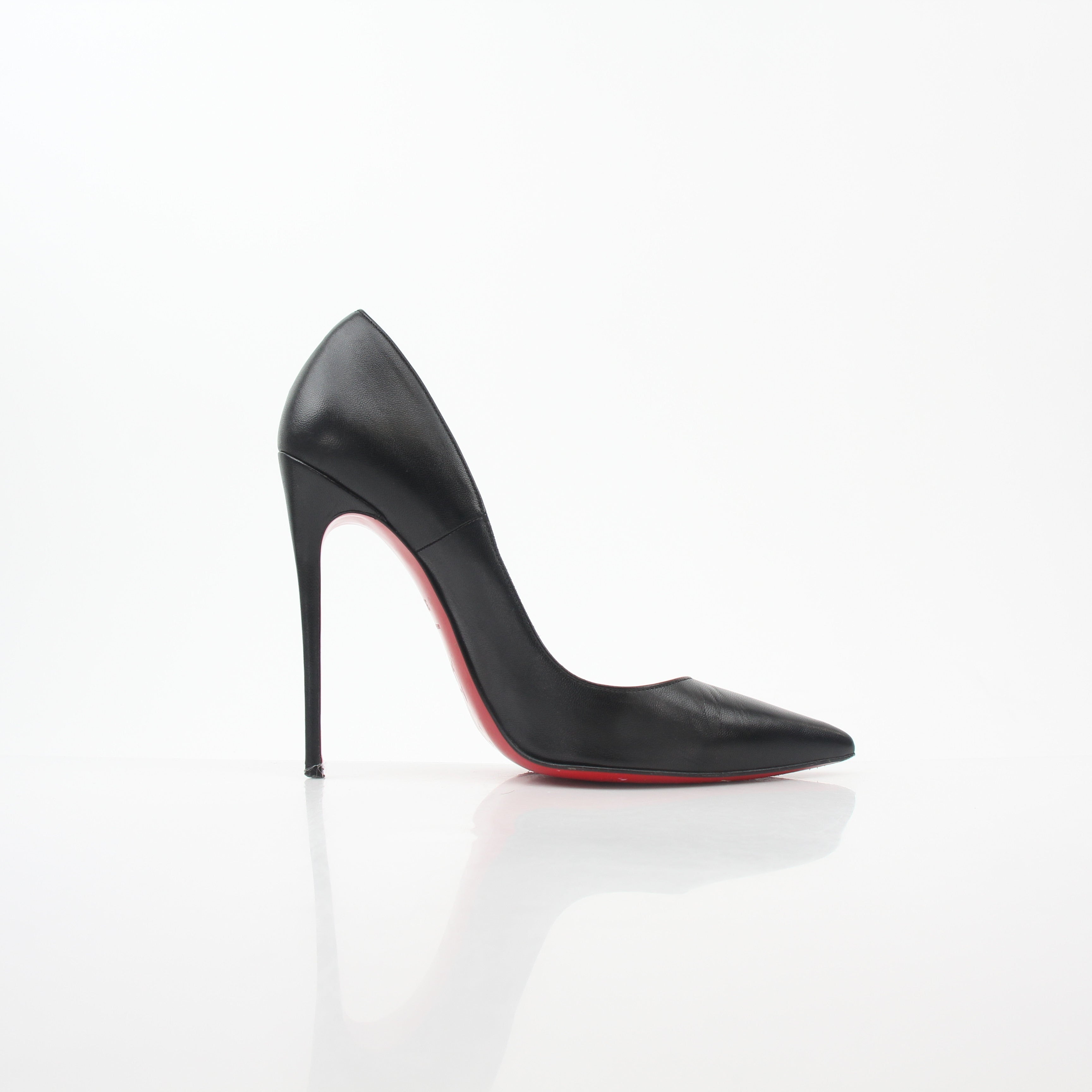 Christian Louboutin So Kate 120 black nappa leather heels with pointed toes and sleek stiletto design.