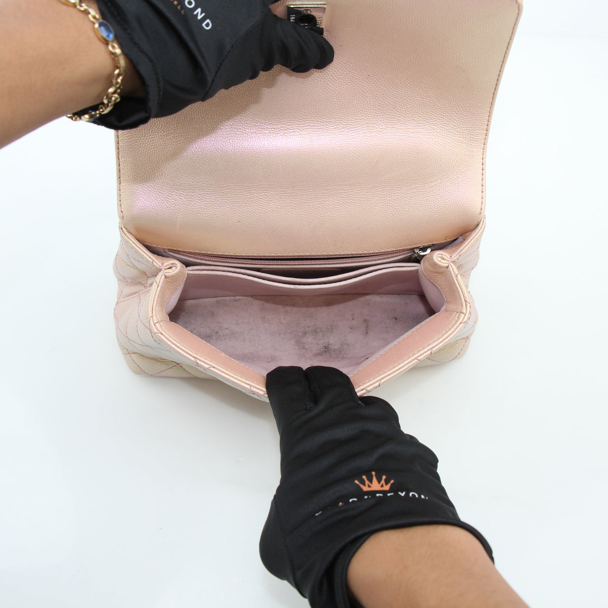 Chanel Peach Iridescent Small Coco Handle Bag