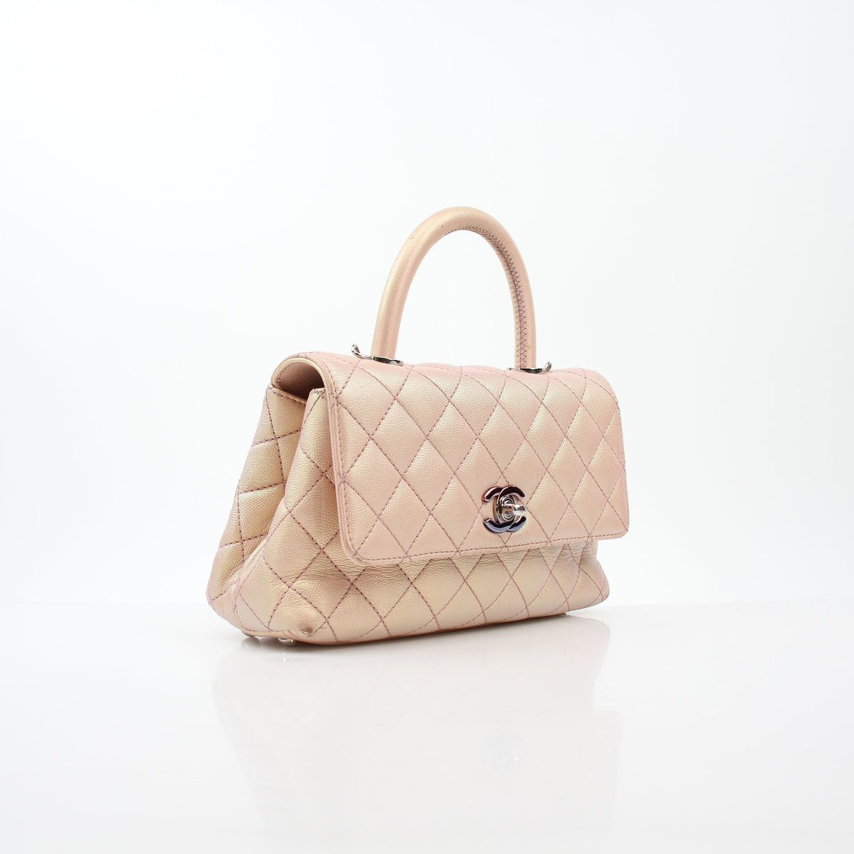 Chanel Peach Iridescent Small Coco Handle Bag