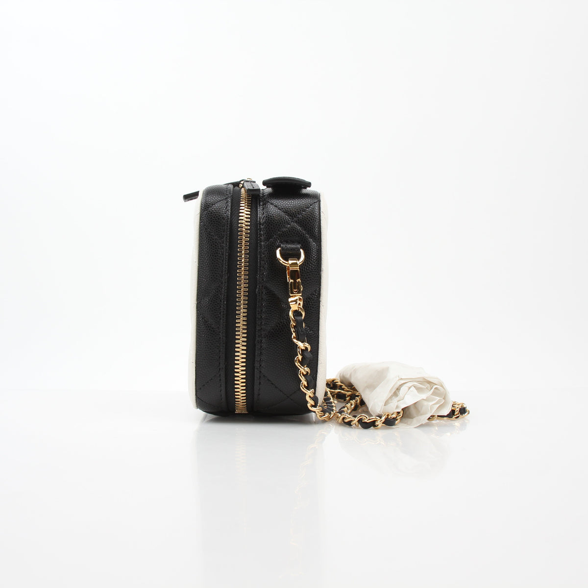 Chanel White & Black Small CC Filigree Vanity Case