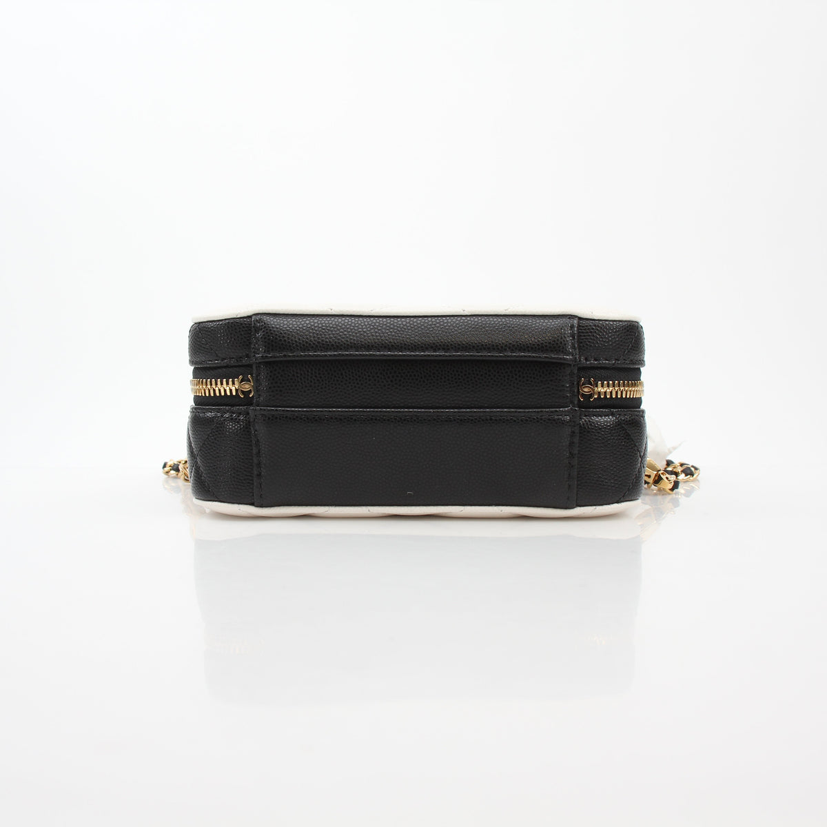 Chanel White & Black Small CC Filigree Vanity Case