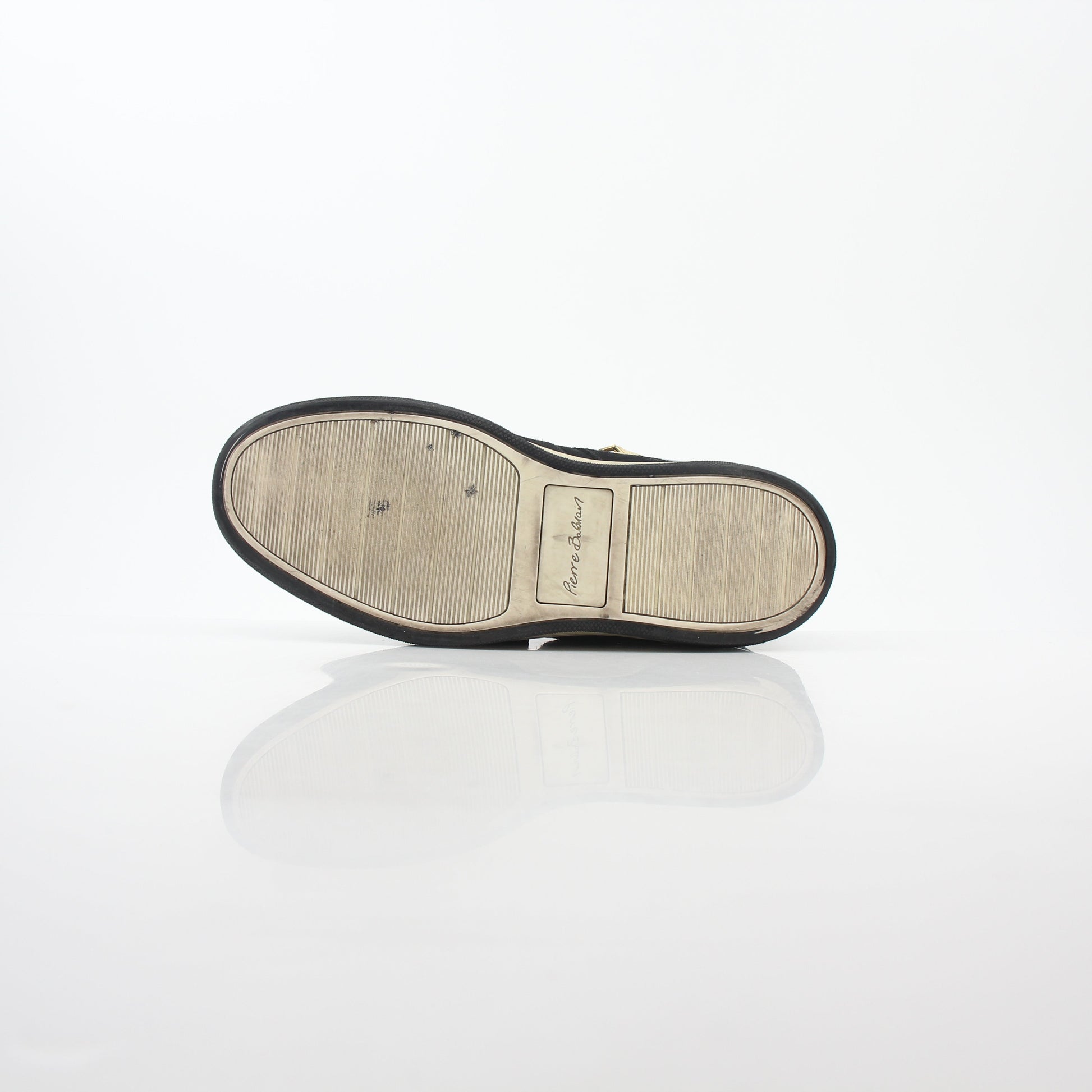 Gold & Beyond Pierre Balmain black multi-strap high-top sneakers with stylish design and high-top shoe structure.