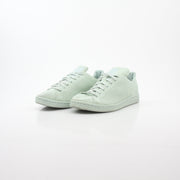 Gold & Beyond Adidas Stan Smith Primeknit Vapour Green sneakers, shoes with sleek green knit upper and classic white sole.