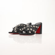 Christian Louboutin Spike Club 85 Black Leather Spike Mule Heels