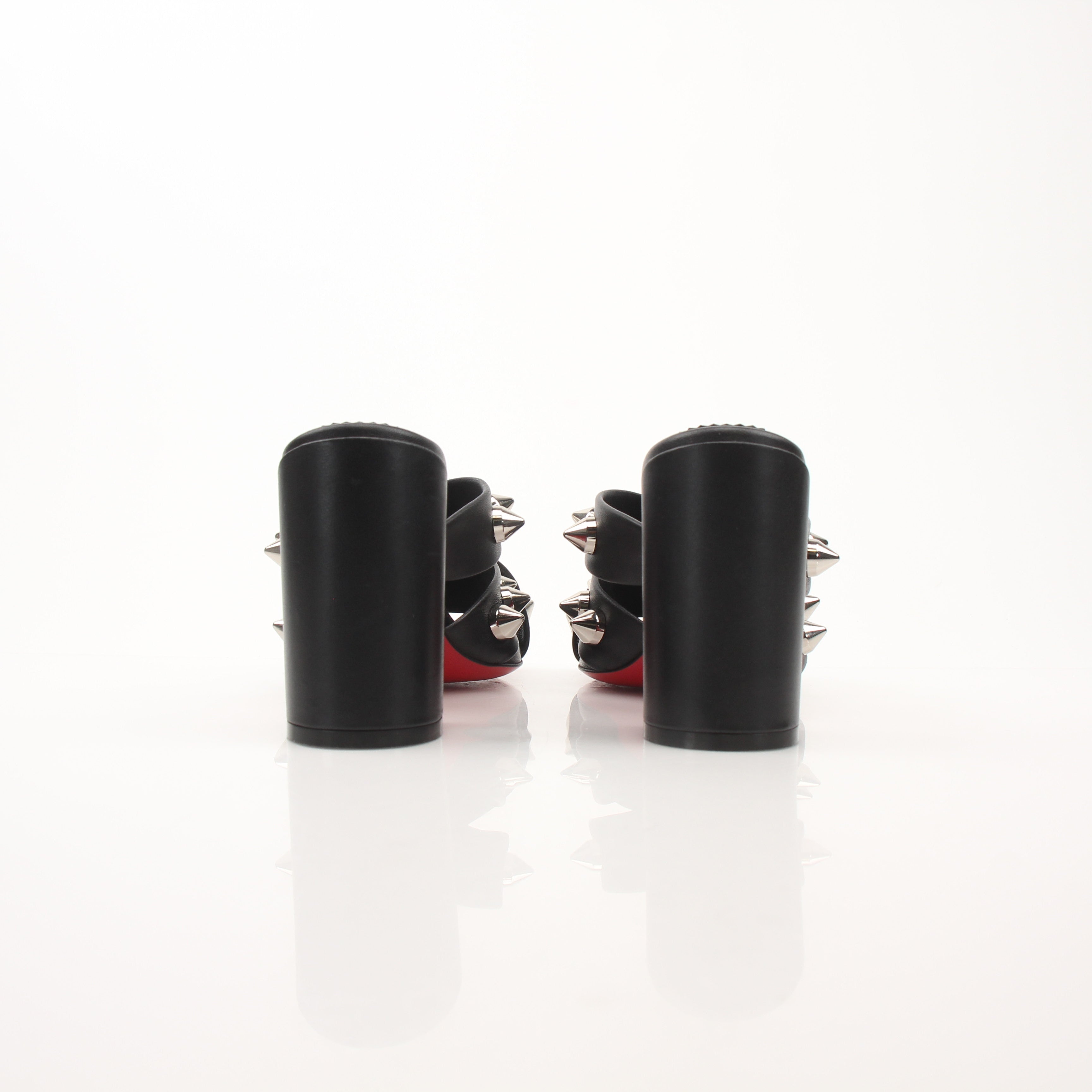 Christian Louboutin Spike Club 85 Black Leather Spike Mule Heels