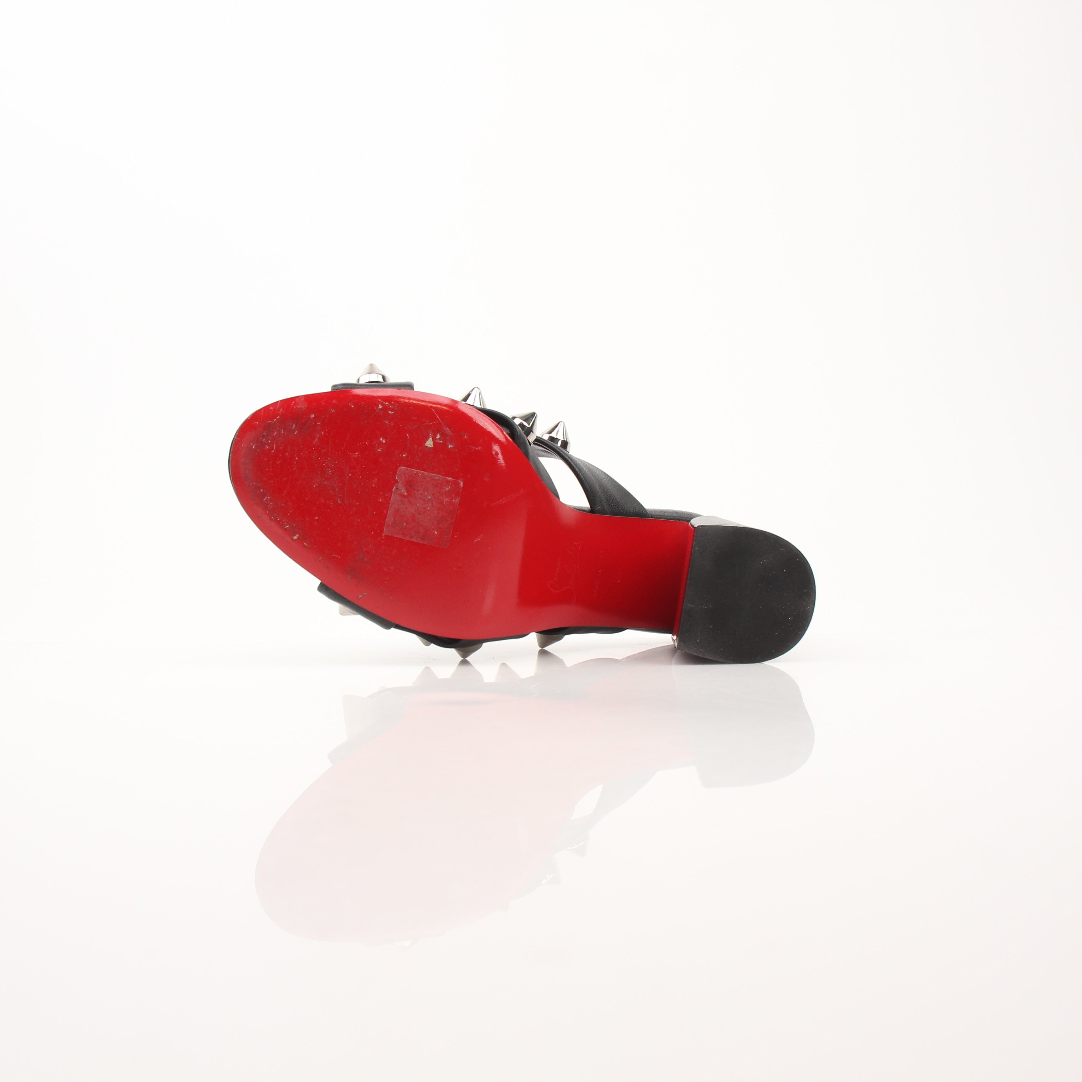 Christian Louboutin Spike Club 85 Black Leather Spike Mule Heels