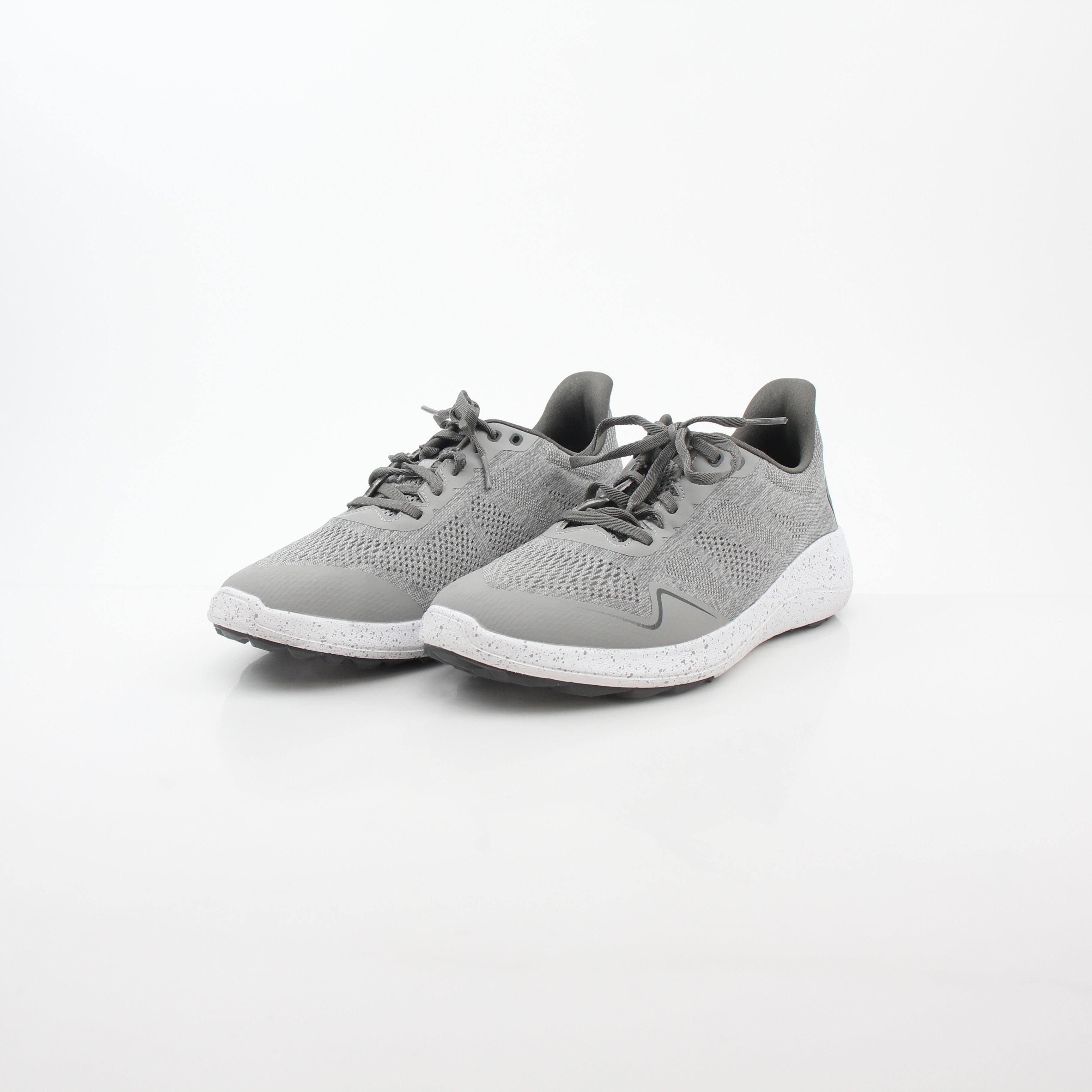 Gray FootJoy Flex Spikeless Golf Shoes with sleek design and comfortable fit, shown on a clean background.