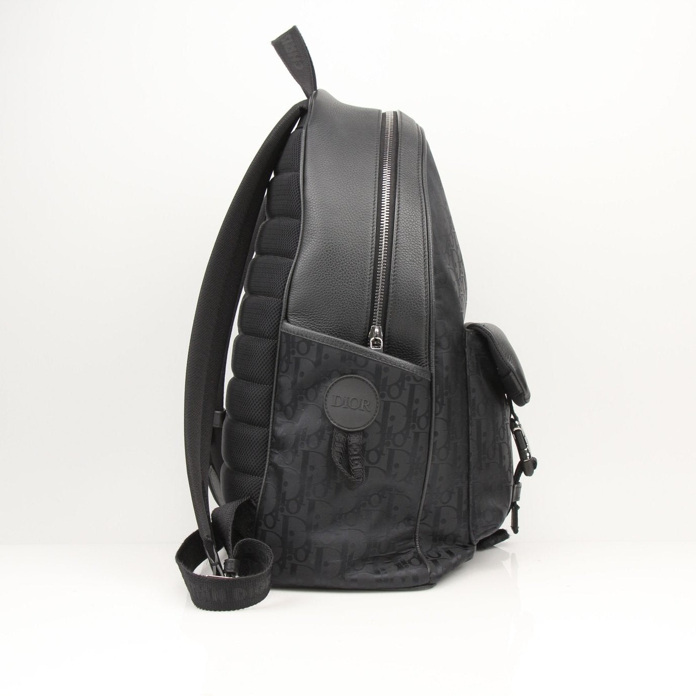 Christian Dior Oblique nylon backpack, stylish travel bag with Dior branding and adjustable straps, perfect for everyday use.