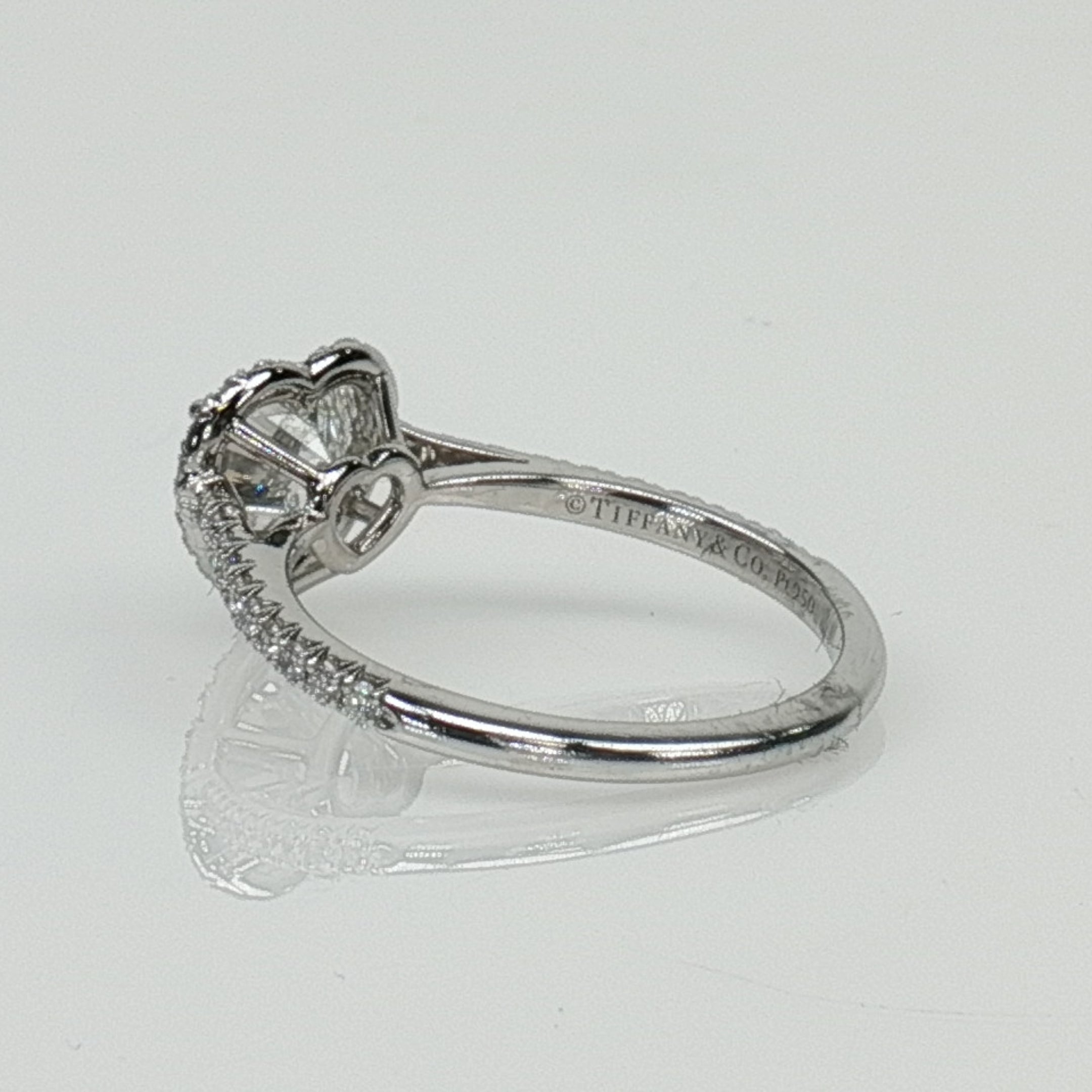 Gold & Beyond Tiffany & Co. Soleste heart-shaped diamond ring featuring a sparkling diamond set in elegant jewelry style.