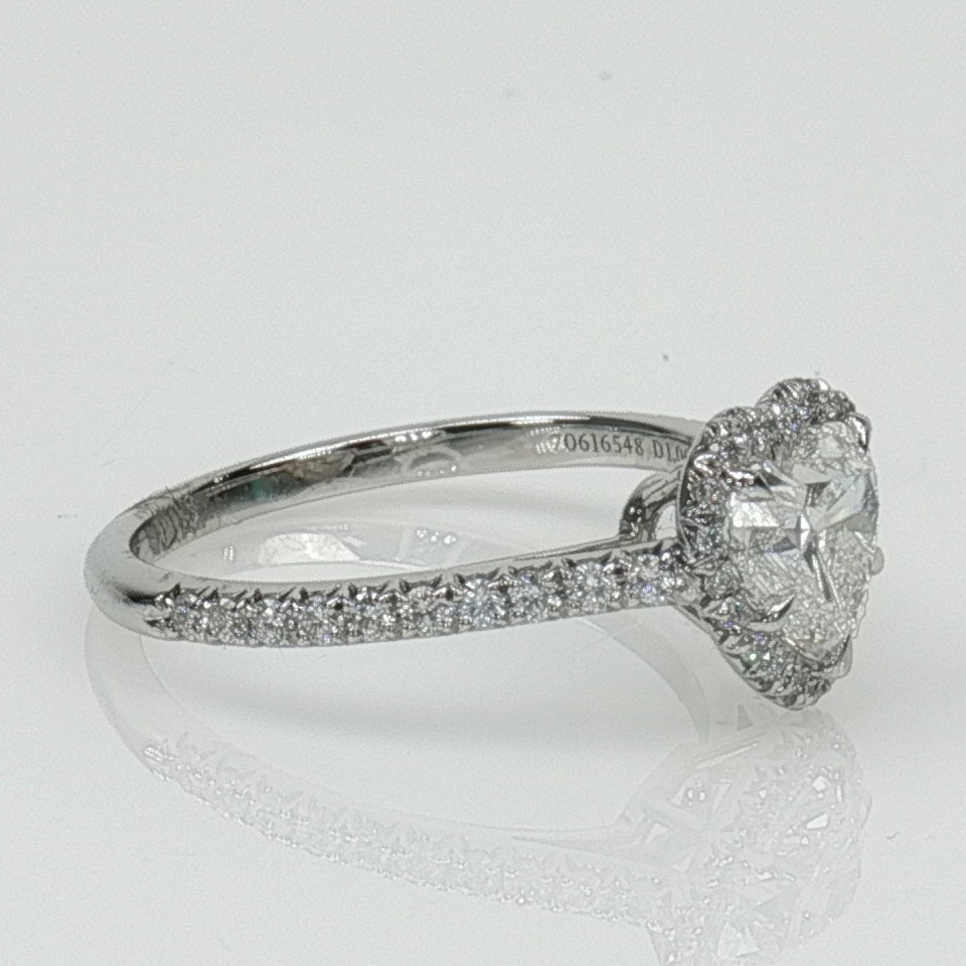 Gold & Beyond Tiffany & Co. Soleste Heart-Shaped Diamond Ring, close-up of the jewelry showcasing the heart-shaped diamond design.