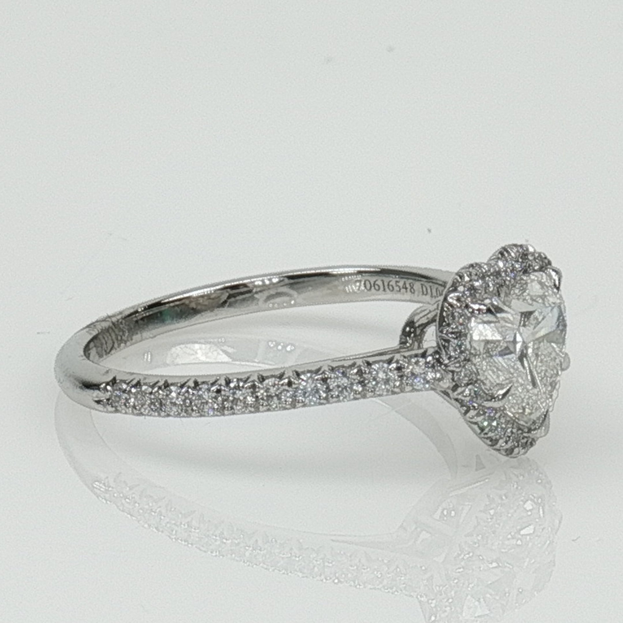 Gold & Beyond Tiffany & Co. Soleste Heart-Shaped Diamond Ring, close-up of the jewelry showcasing the heart-shaped diamond design.