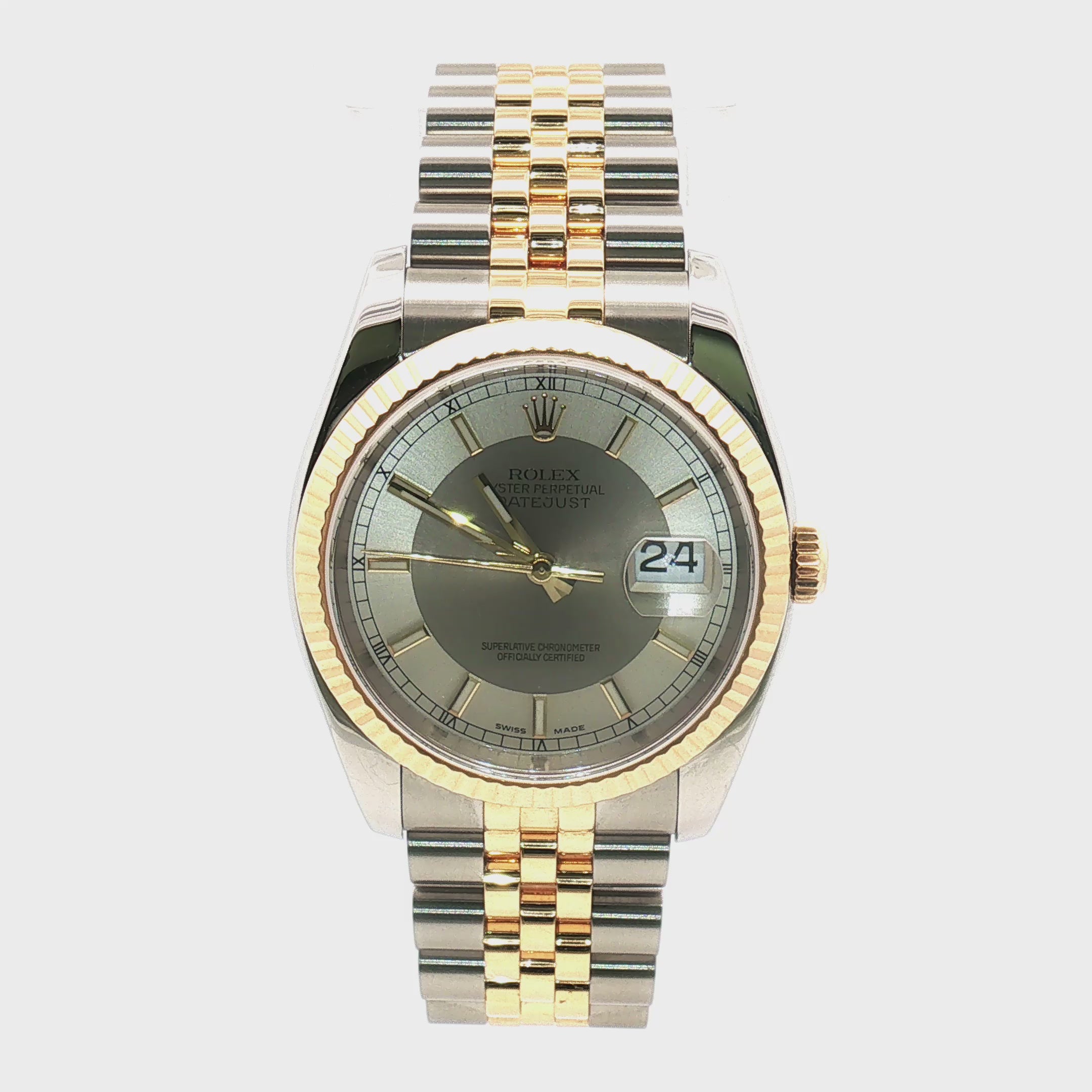 Load video: Rolex Datejust Two-Tone Tuxedo Dial 36mm