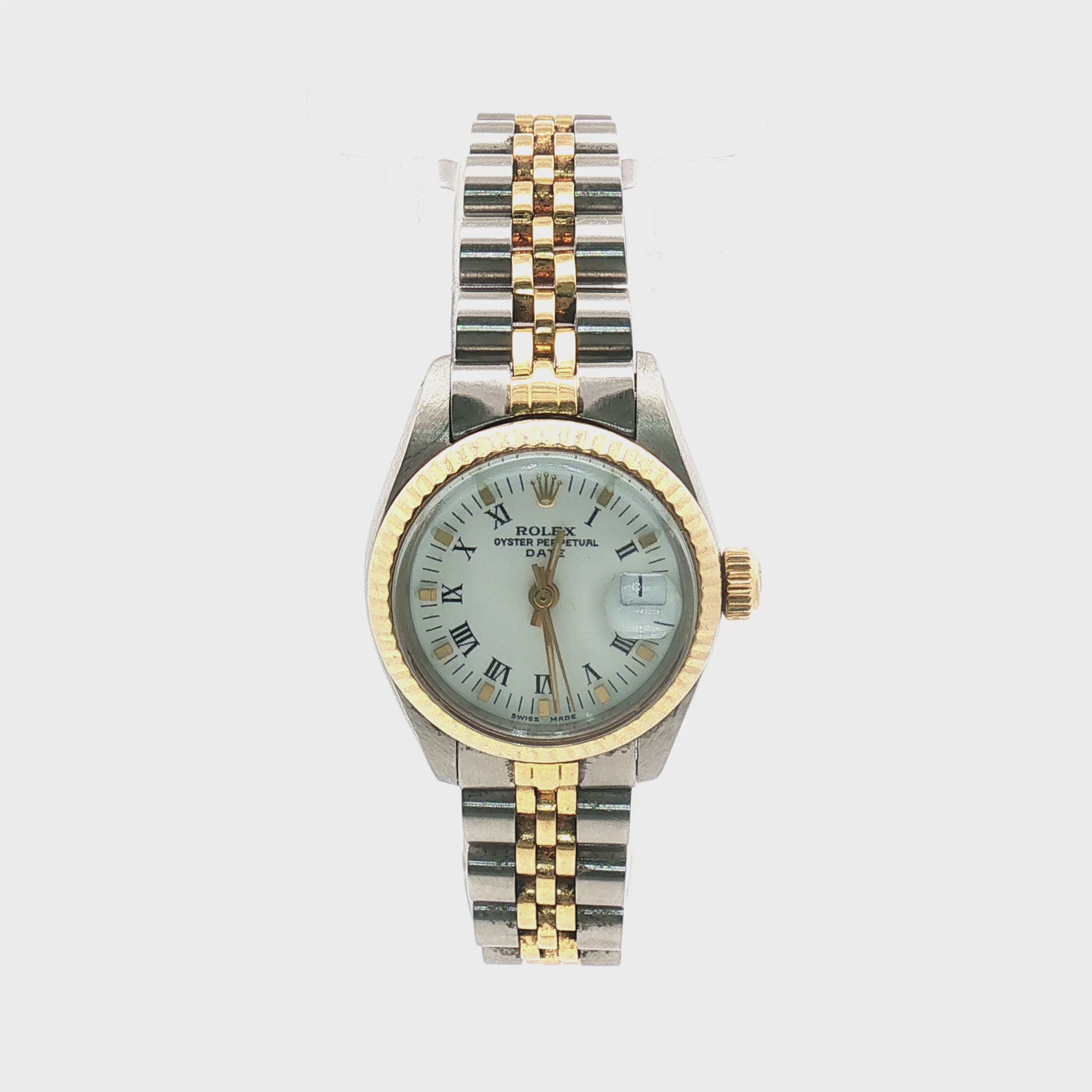 Load video: Rolex Datejust Two Tone White Roman Dial 26mm