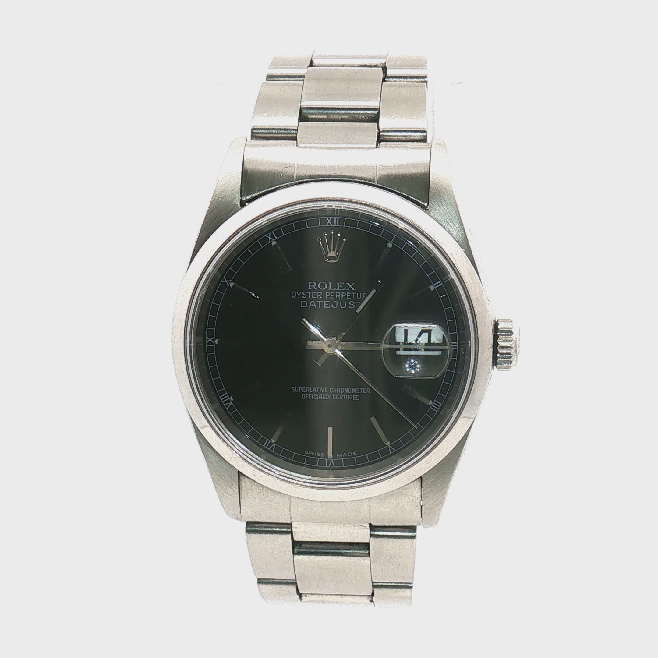 Load video: Rolex Datejust Black Dial 36mm