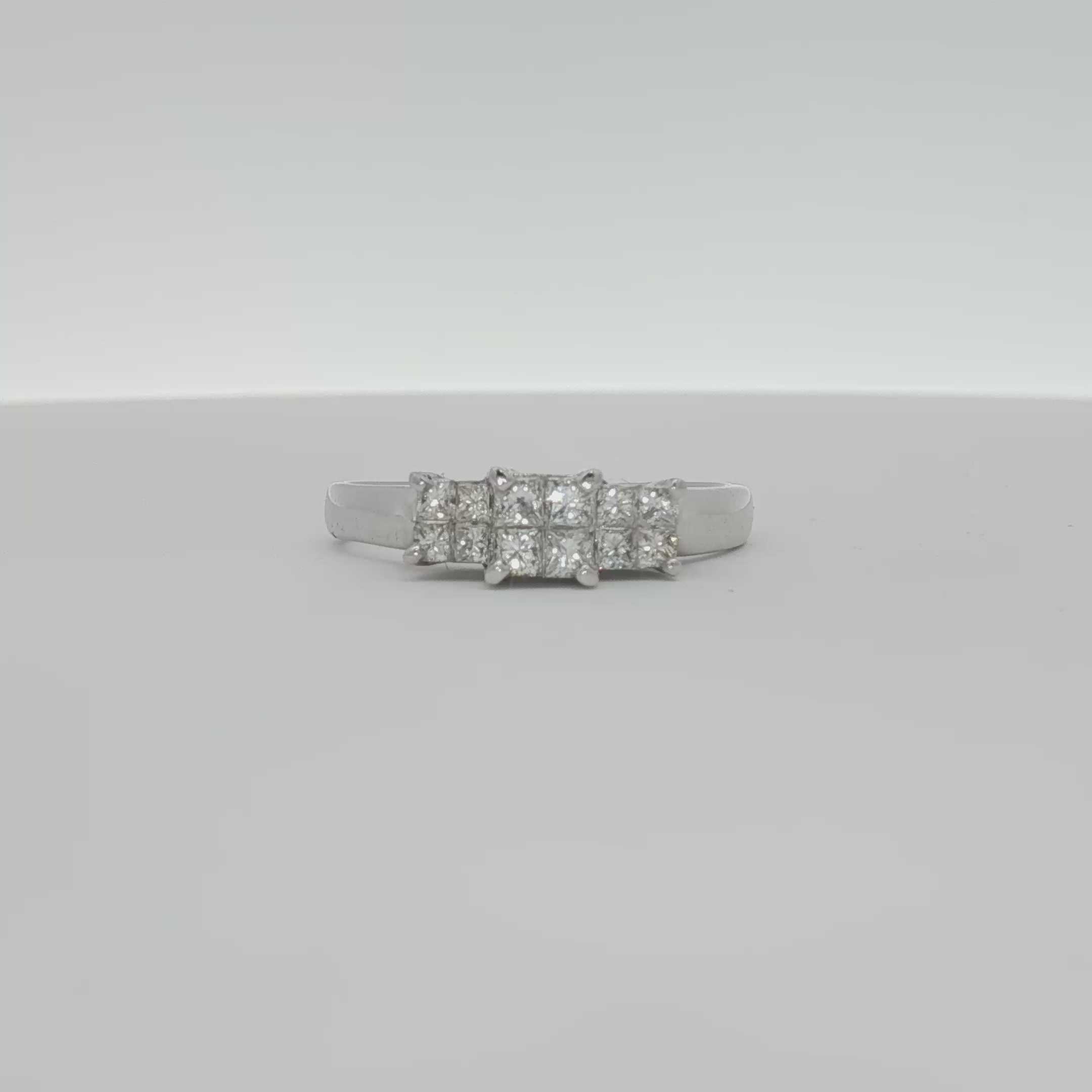 Load video: 14K White Gold Diamond Engagement Ring