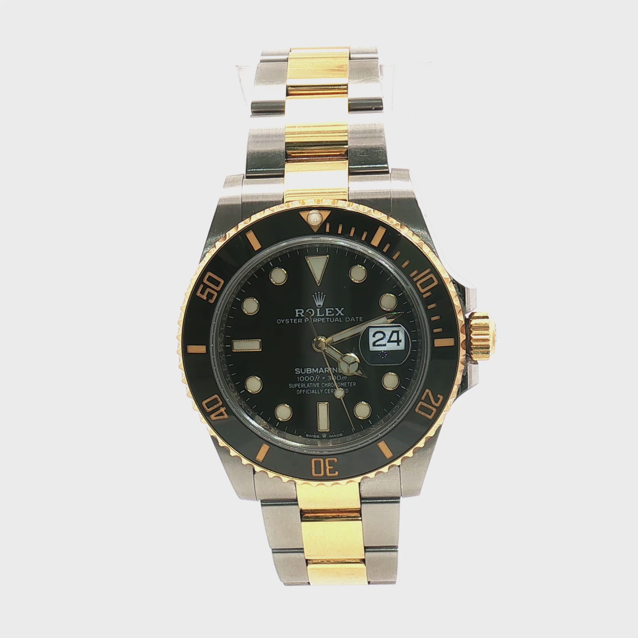 Load video: Rolex Submariner Date Two Tone Black Dial 41mm