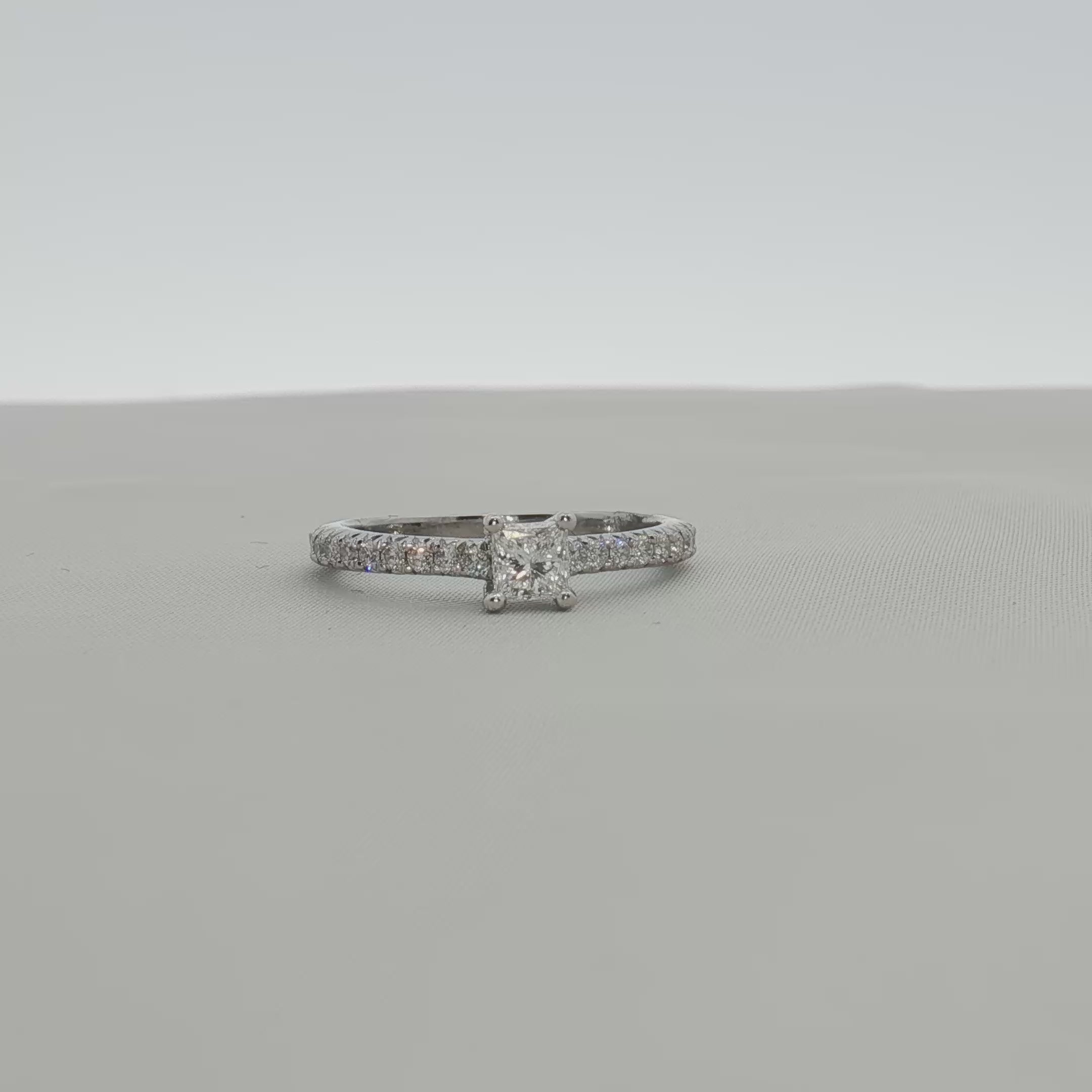 Load video: Tiffany &amp; Co. Pavé Diamond Solitaire Engagement Ring