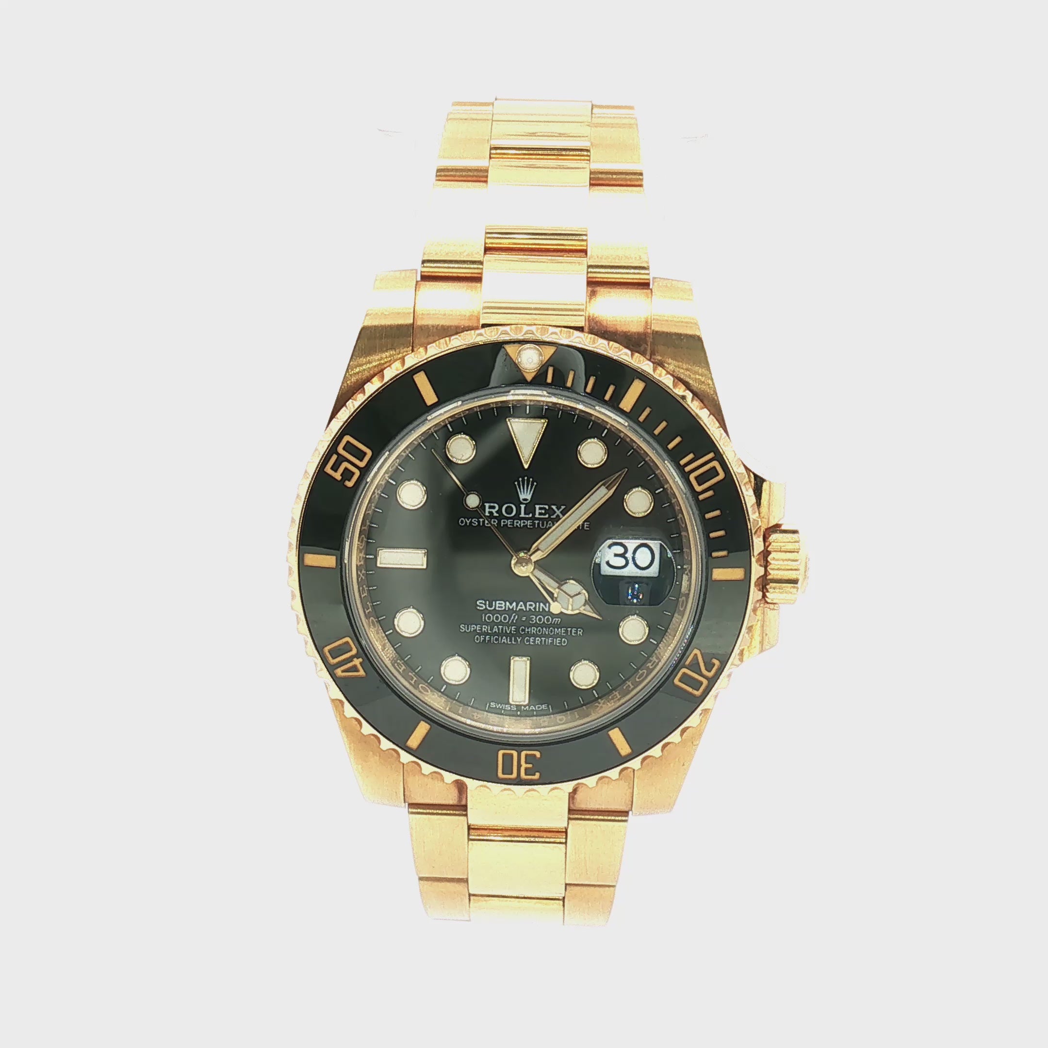 Load video: Rolex Submariner Date 116618 Yellow Gold Black Dial 40mm