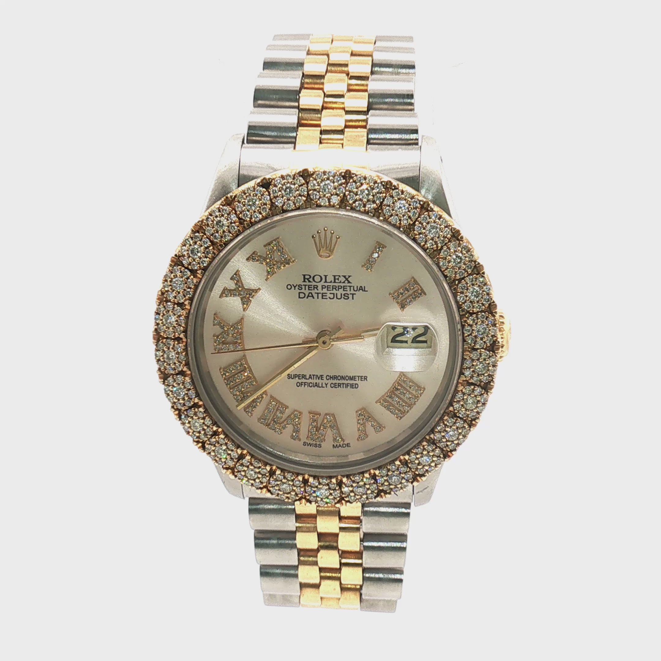 Load video: Rolex Datejust Two-Tone Champagne Diamond Dial 36mm