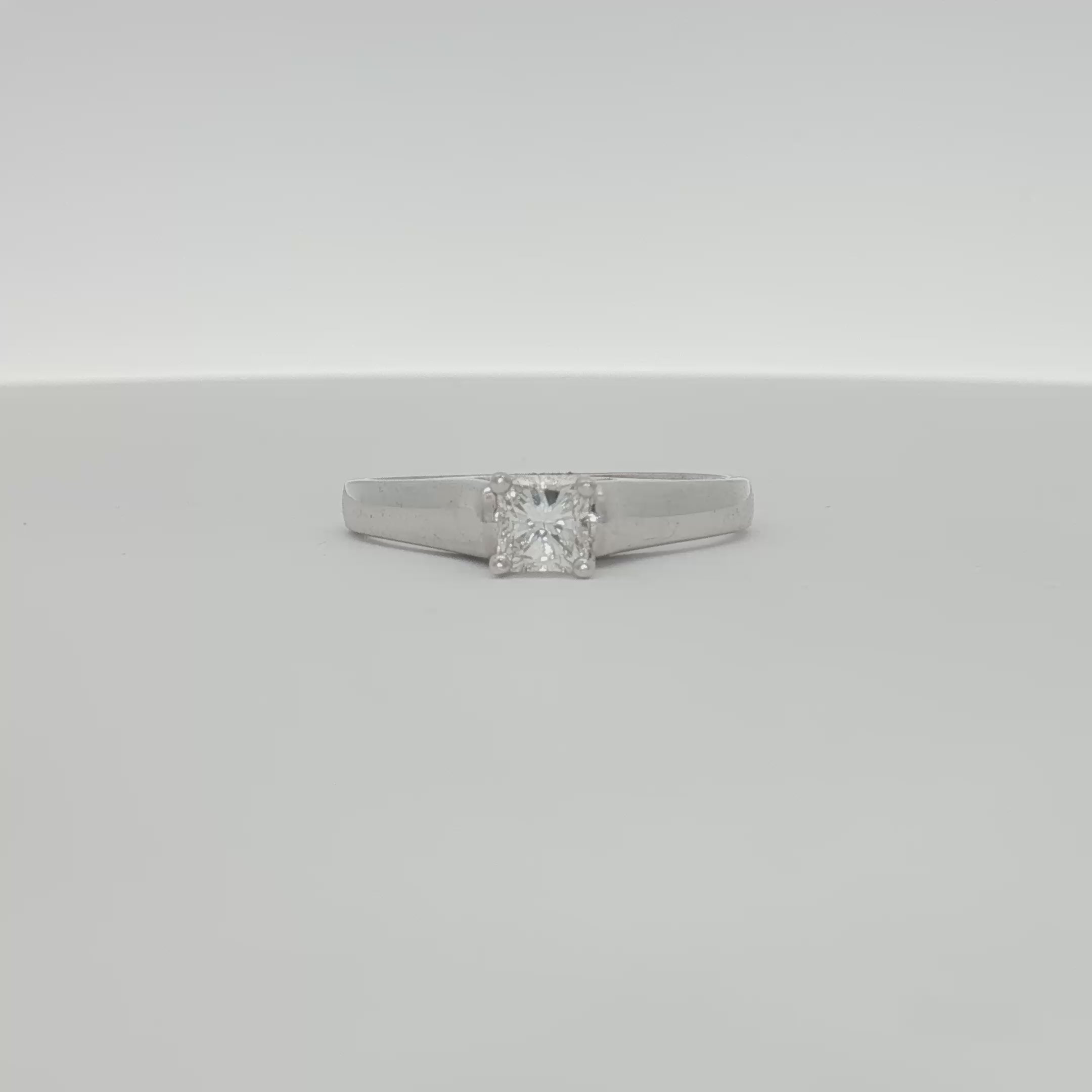 Load video: 18K White Gold Diamond Solitaire Engagement Ring