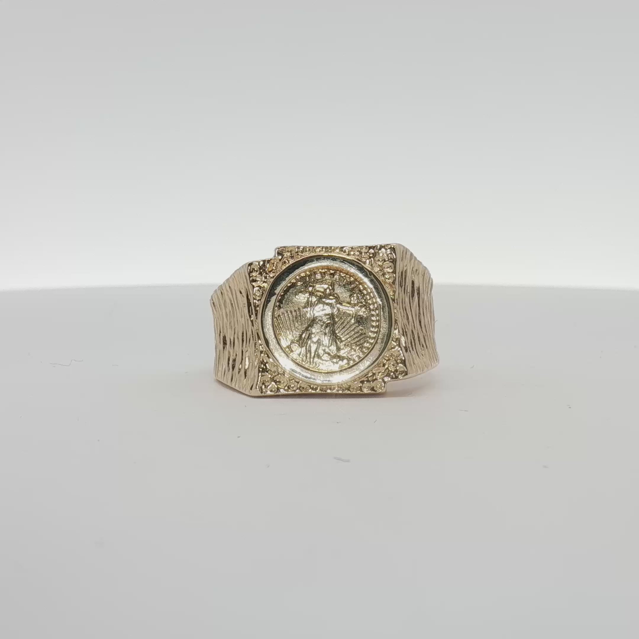 Load video: 14K Yellow Gold Coin Ring