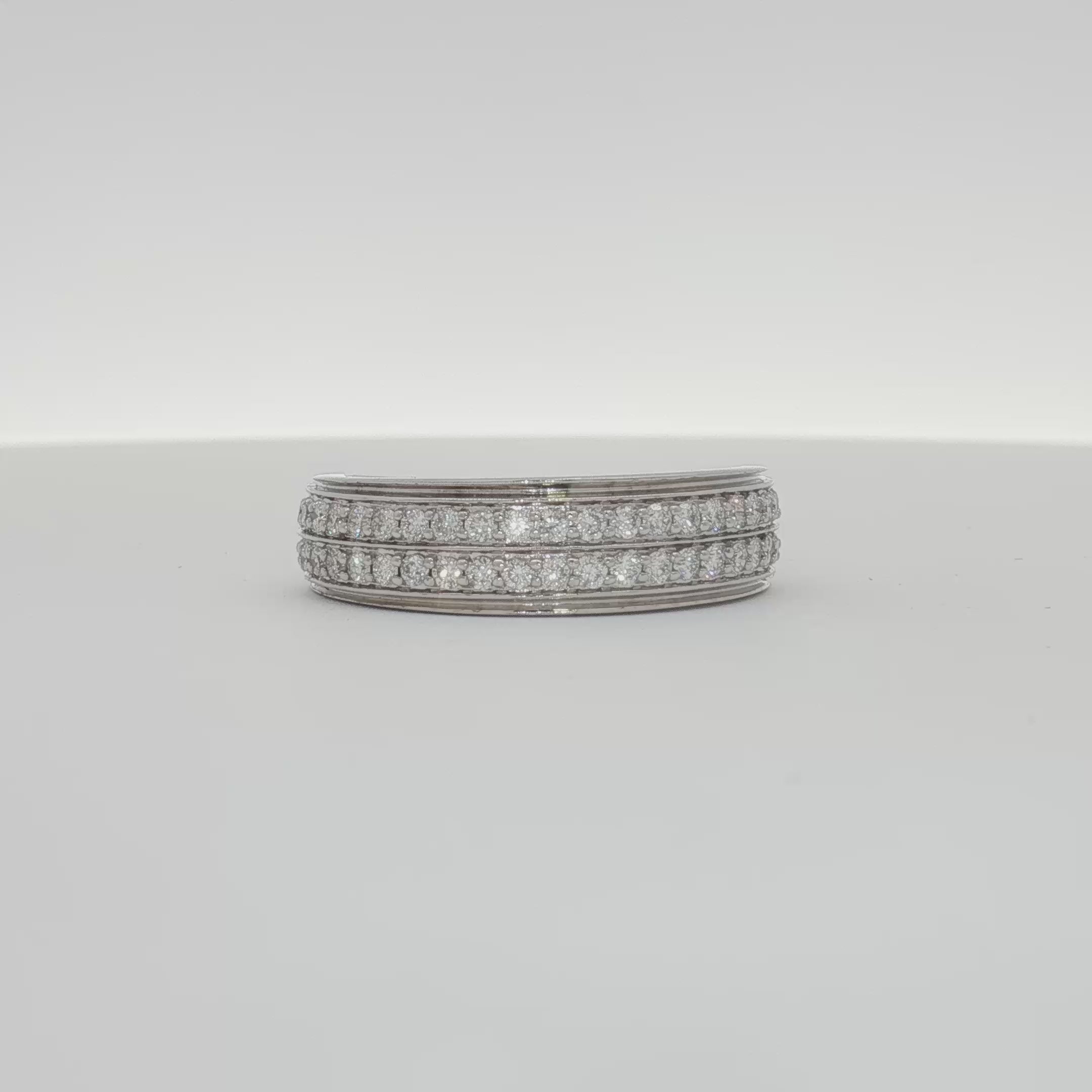 Load video: 14K White Gold Diamond Gentleman’s Band Ring