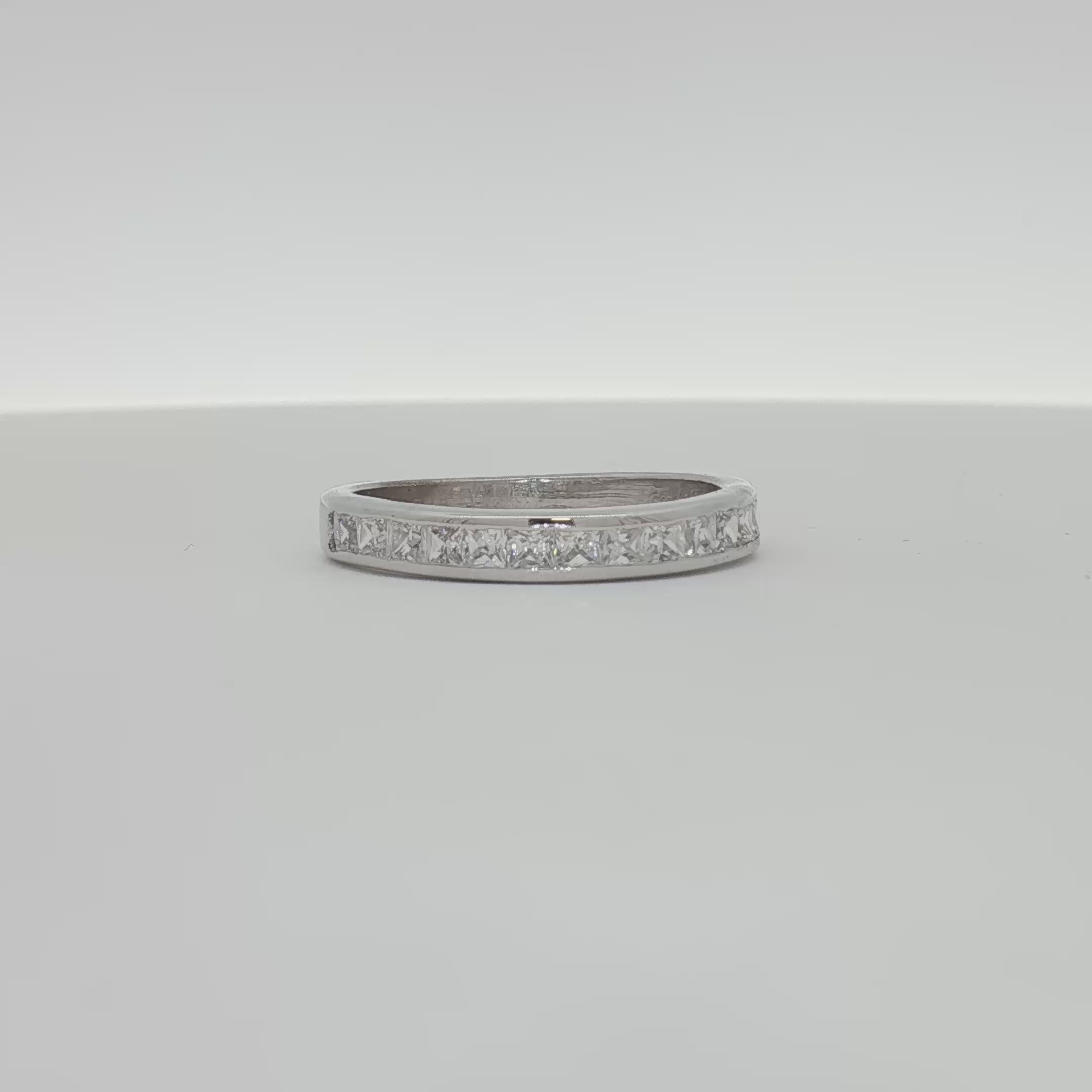 Load video: 10K White Gold Diamond Wedding Band