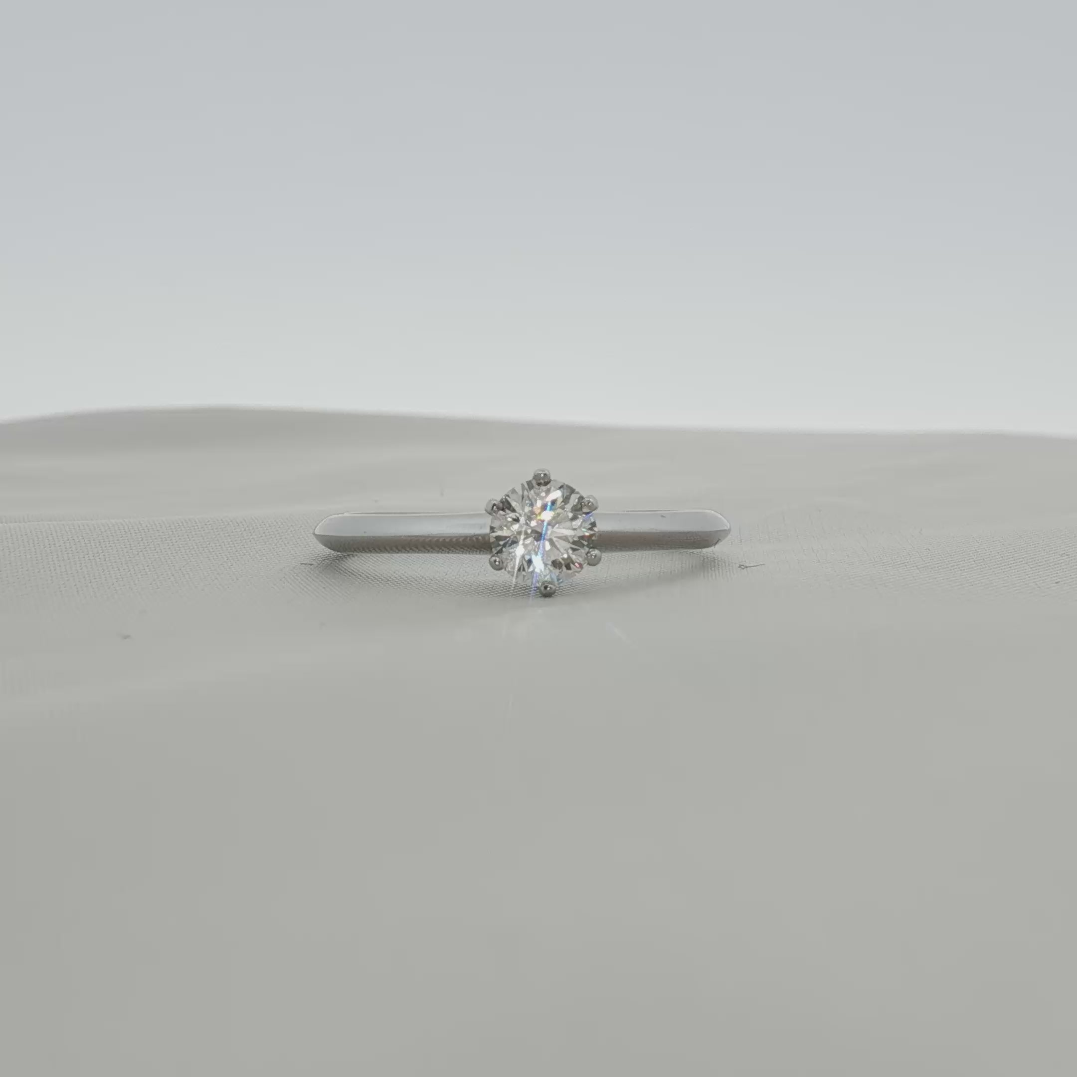 Load video: Tiffany &amp; Co. Platinum Solitaire Engagement Ring