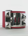 Hermès Collier de Chien Bracelet in Red Leather with Palladium Hardware
