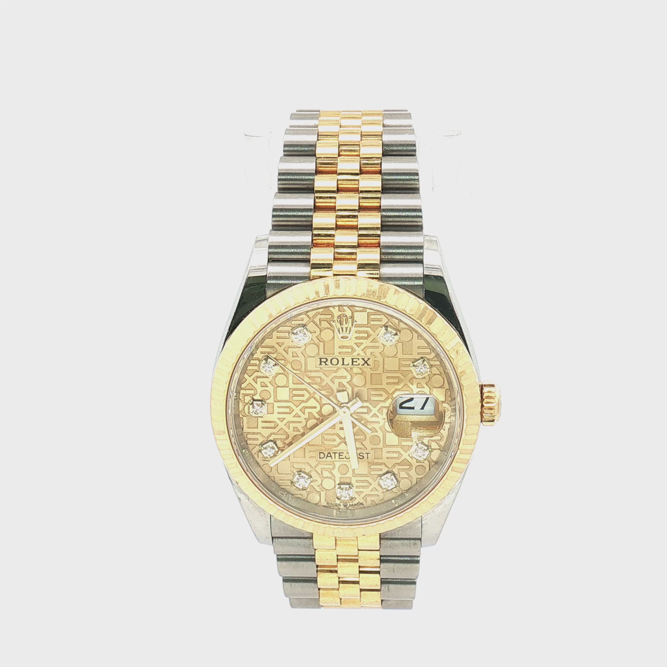 Load video: Rolex Datejust 36 Two-Tone Champagne Diamond Dial