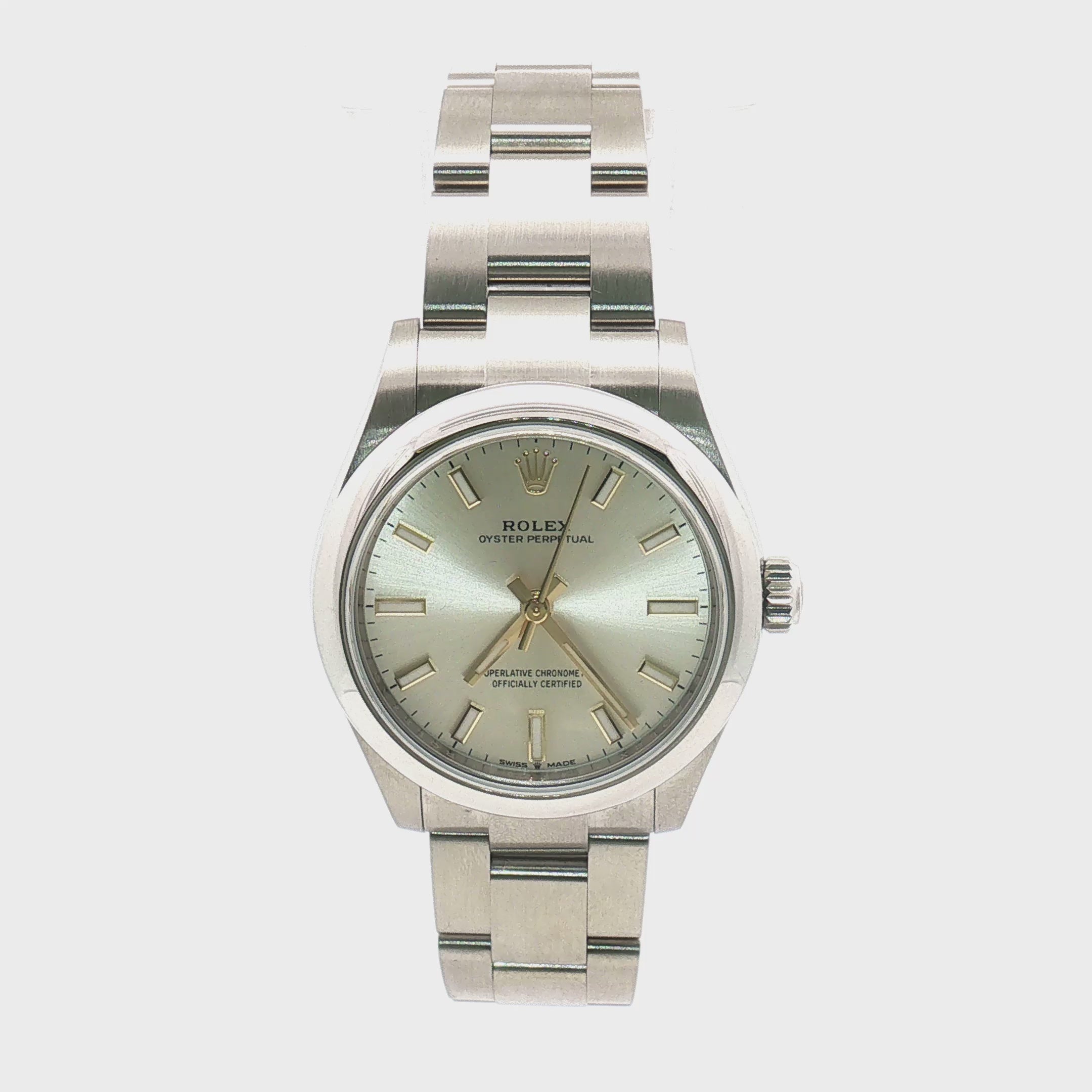Load video: Rolex Oyster Perpetual Silver Dial 31mm