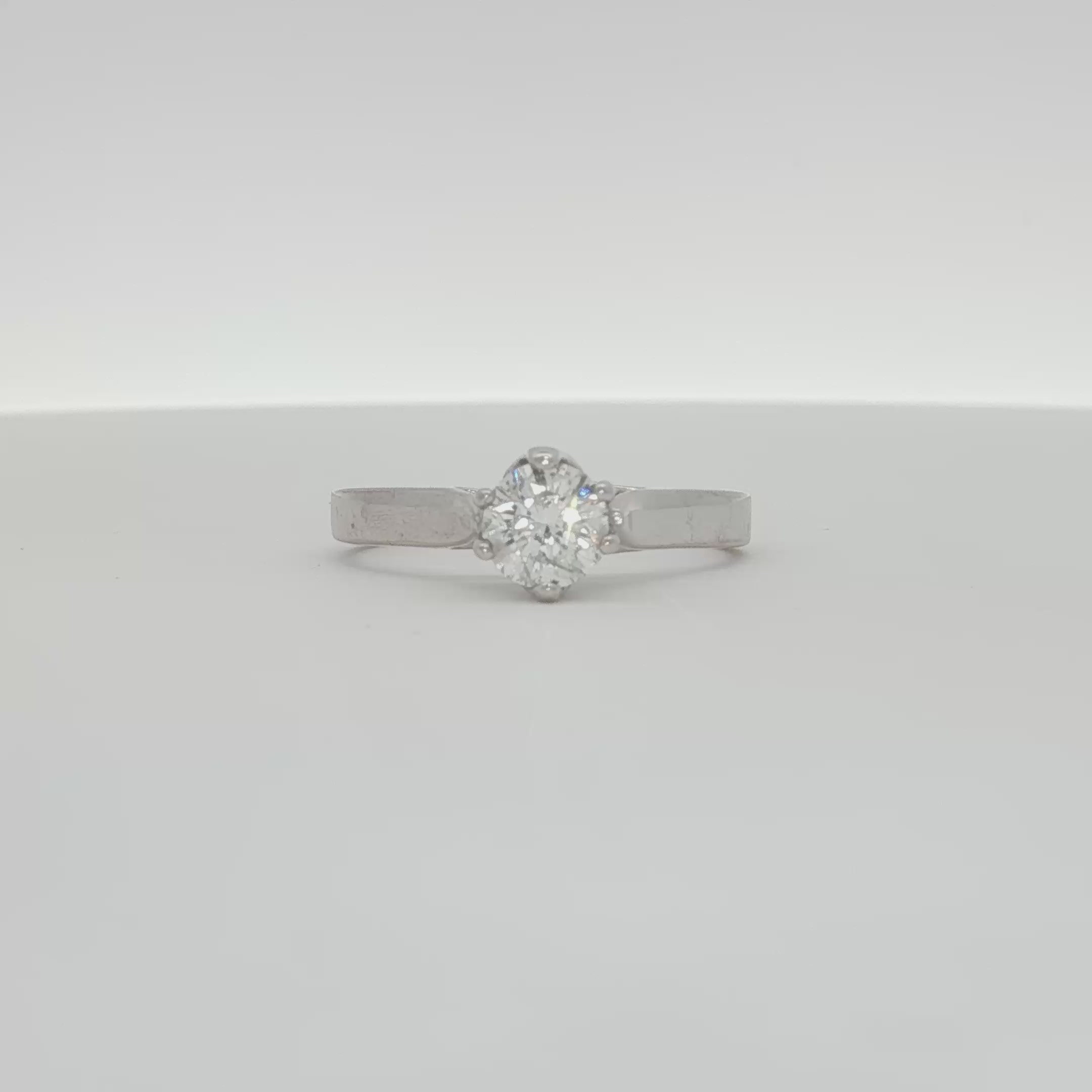 Load video: 10K White Gold Diamond Solitaire Ring