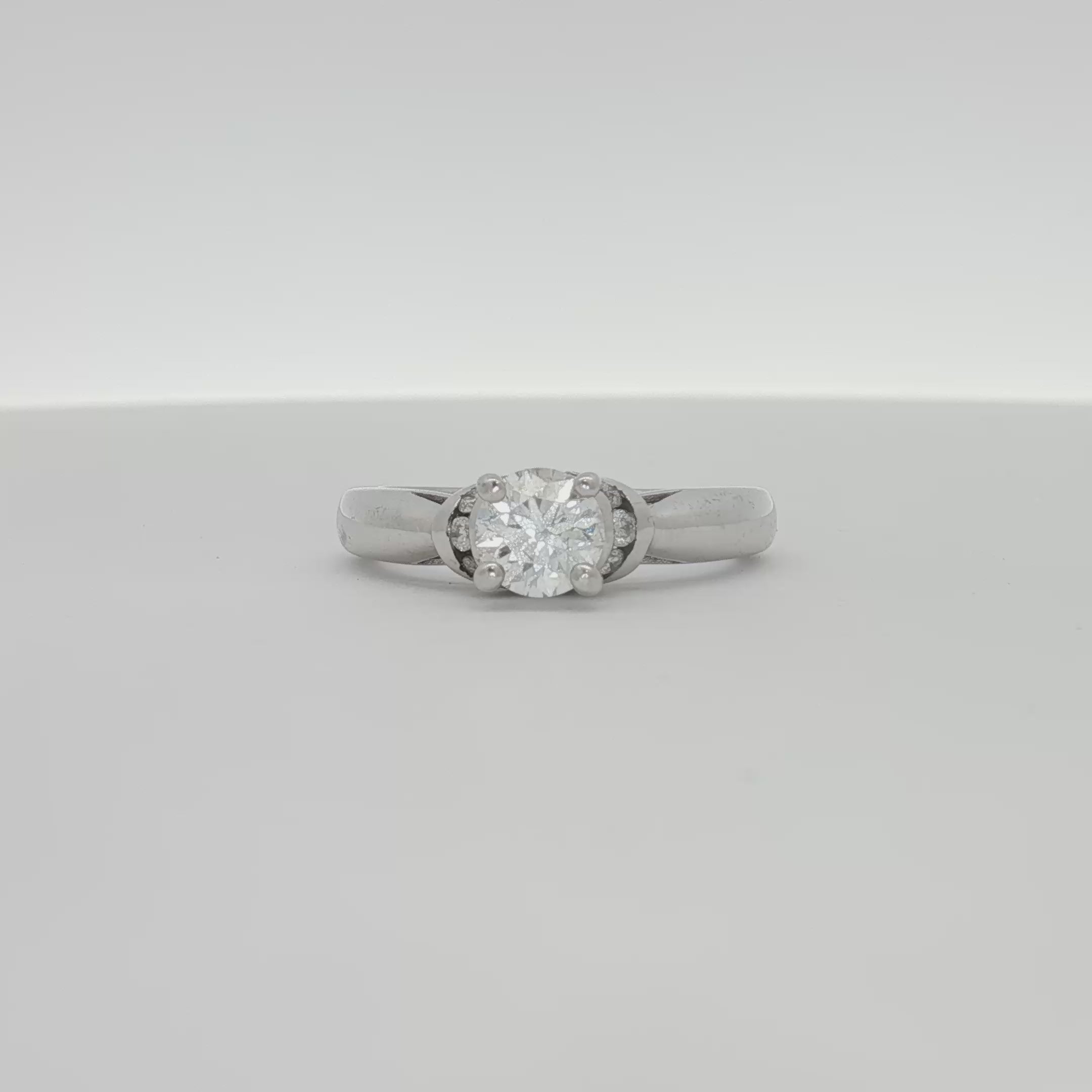 Load video: 14K White Gold Diamond Solitaire Engagement Ring