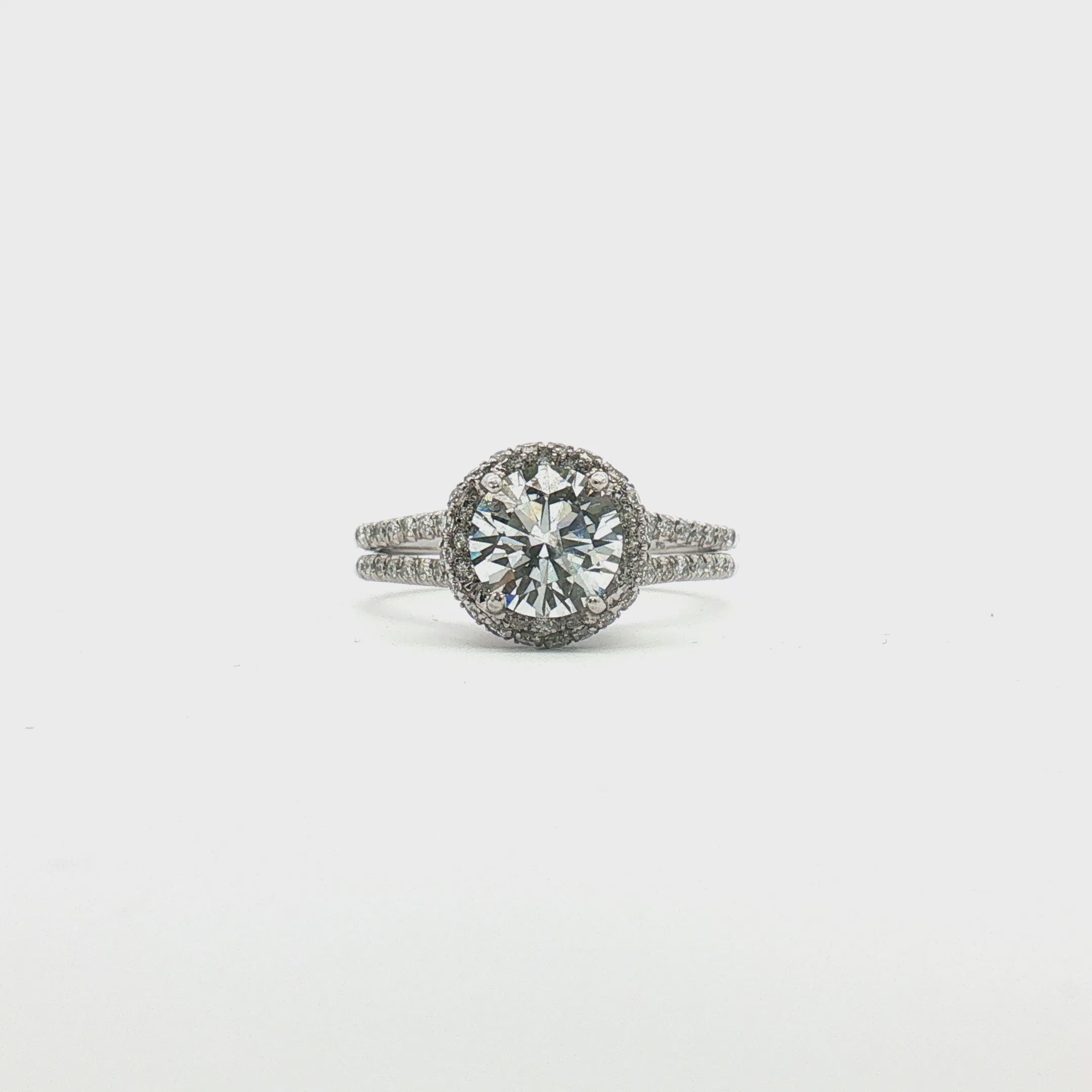 Load video: Platinum Diamond Halo Ring