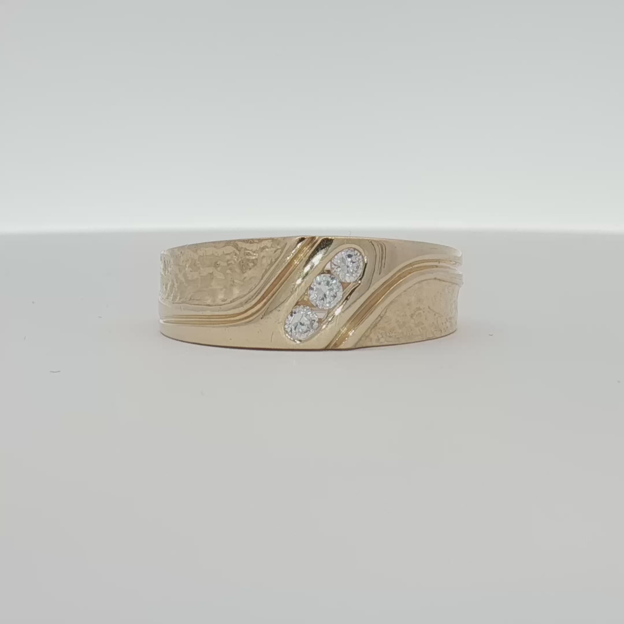 Load video: 14K Yellow Gold Diamond Band Ring
