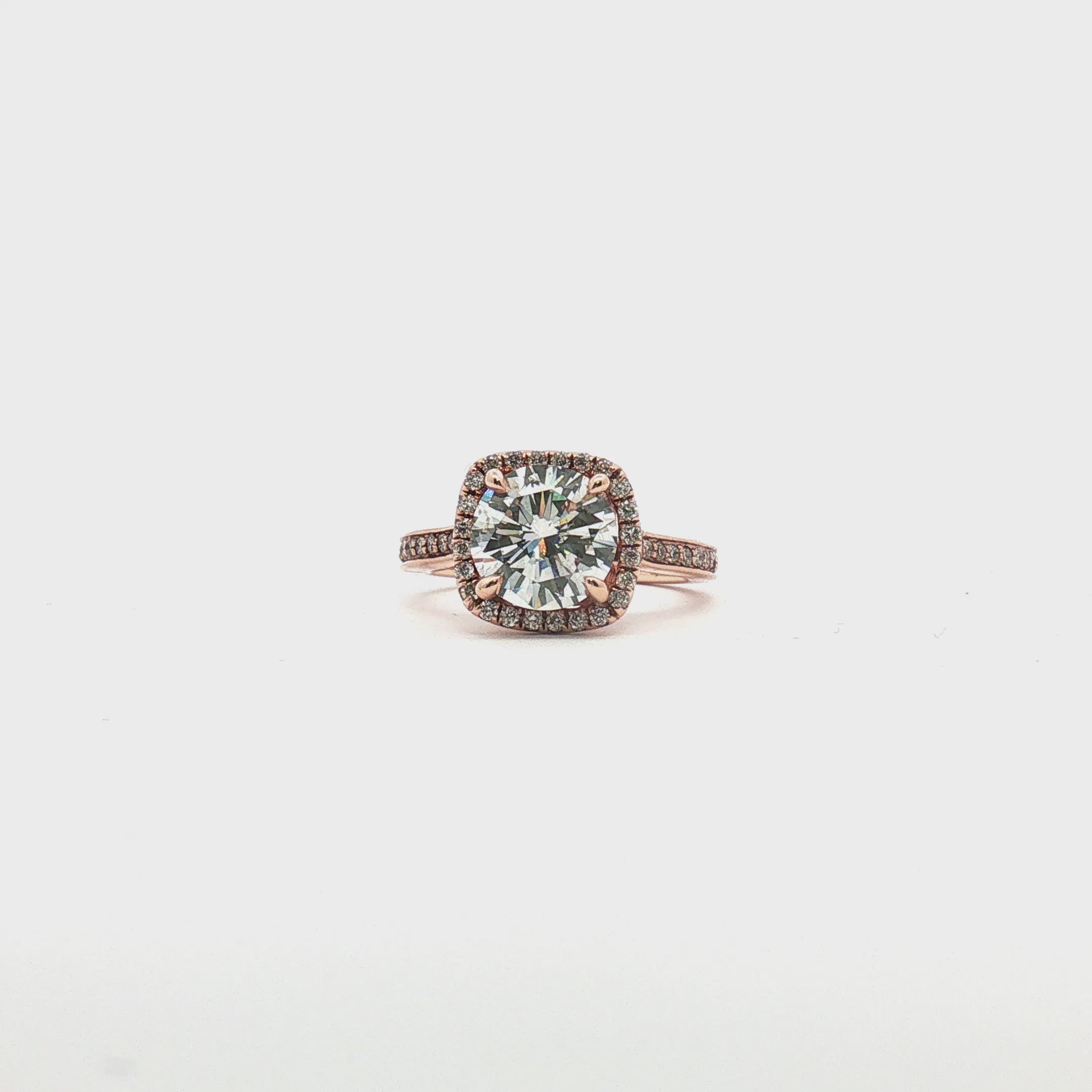 Load video: 14K Tri-Color Diamond Halo Ring