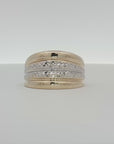 14K Two-Tone Gold Band Ring | Classic Diamond-Cut Design | Size 9
